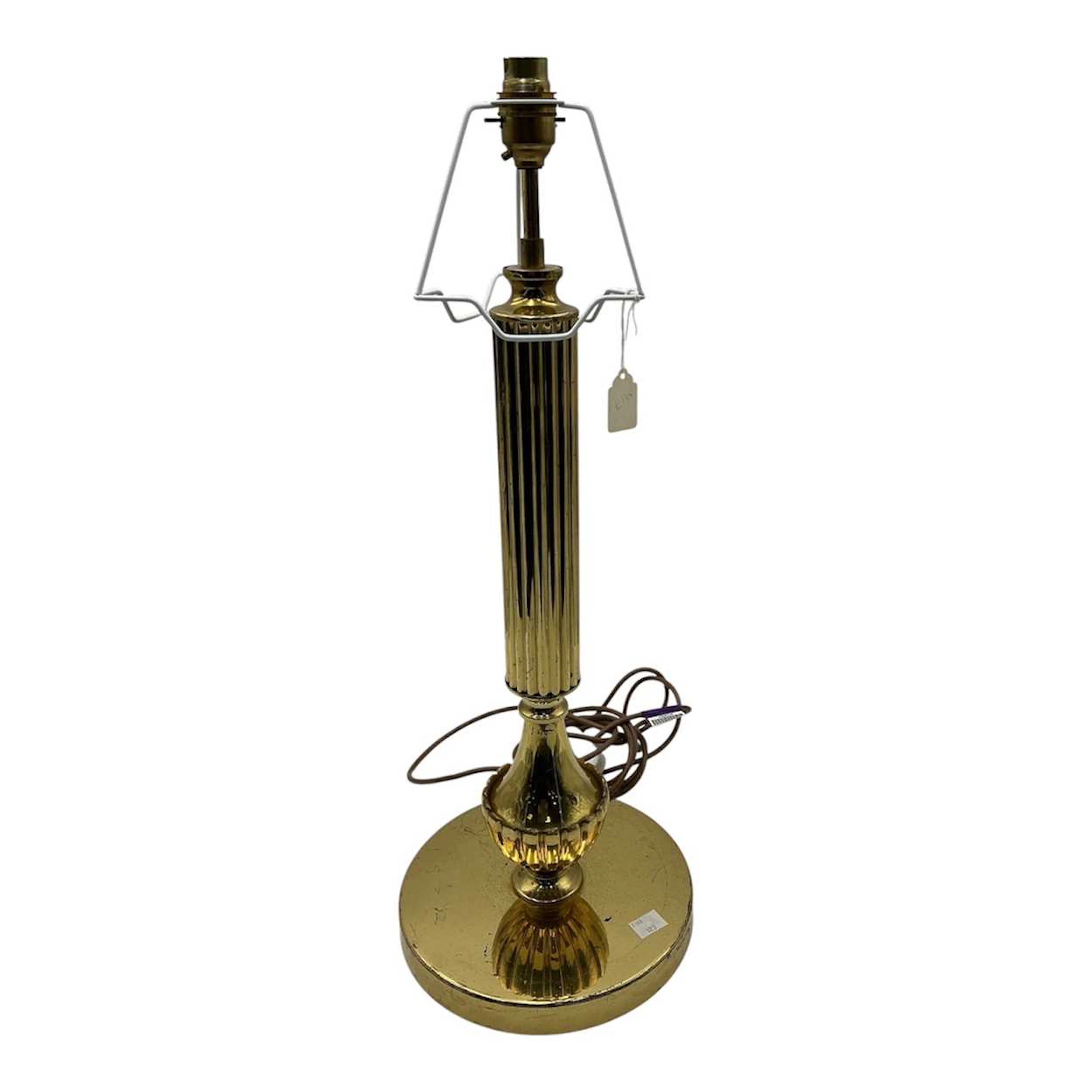 A lacquered brass column lamp (not tested) 48cm High