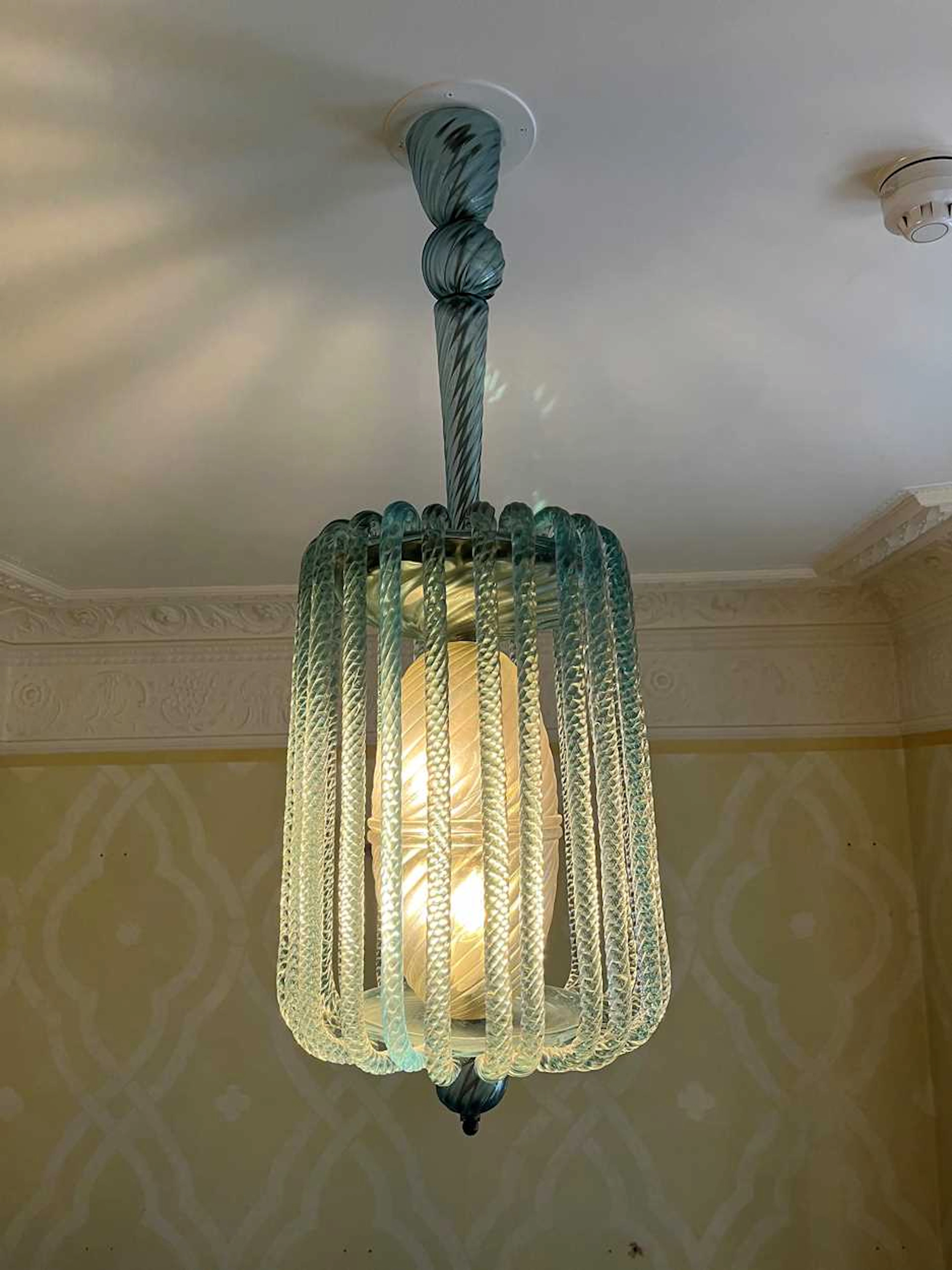 A Murano blue glass pendant chandelier