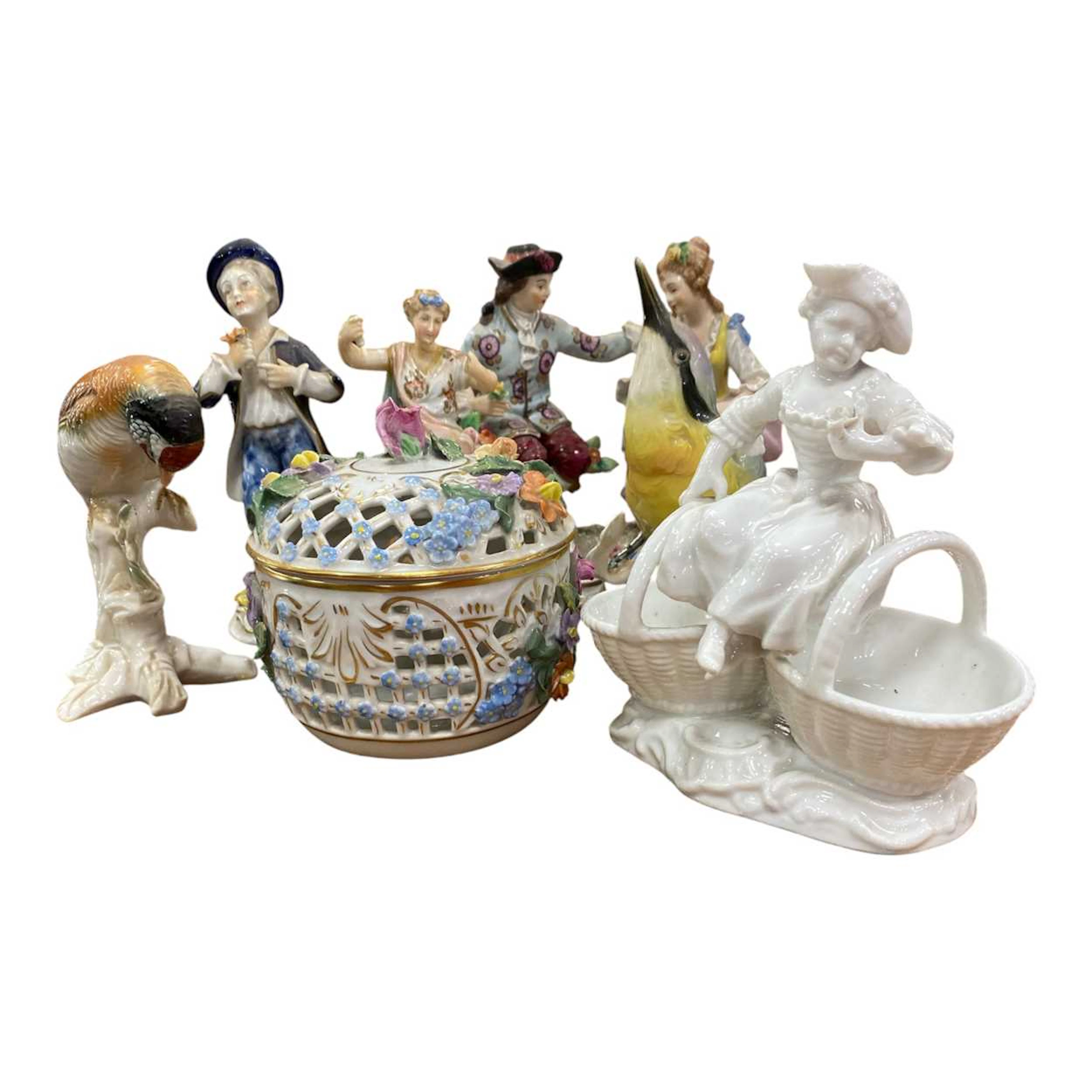 A group of German/ Austrian porcelain ornaments...