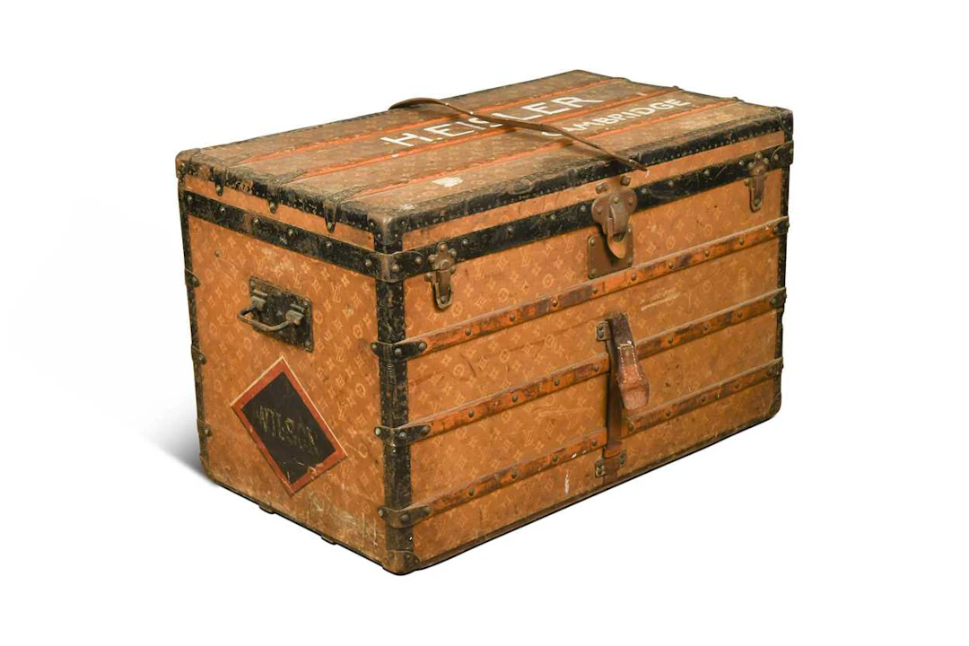 A Louis Vuitton fabric canvas low 90 steamer trunk, circa 1900-1905