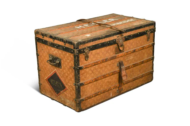A Louis Vuitton fabric canvas low 90 steamer trunk, circa 1900-1905