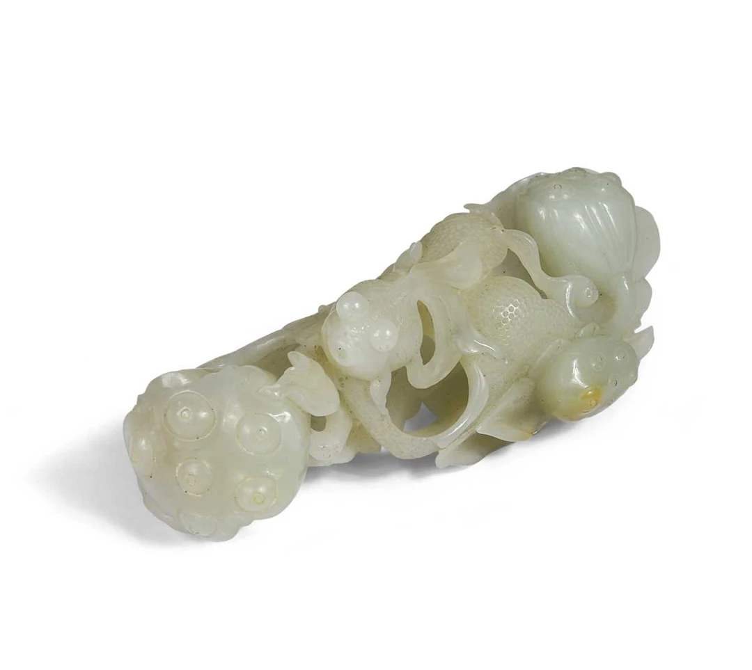 A nephrite jade lotus group.
