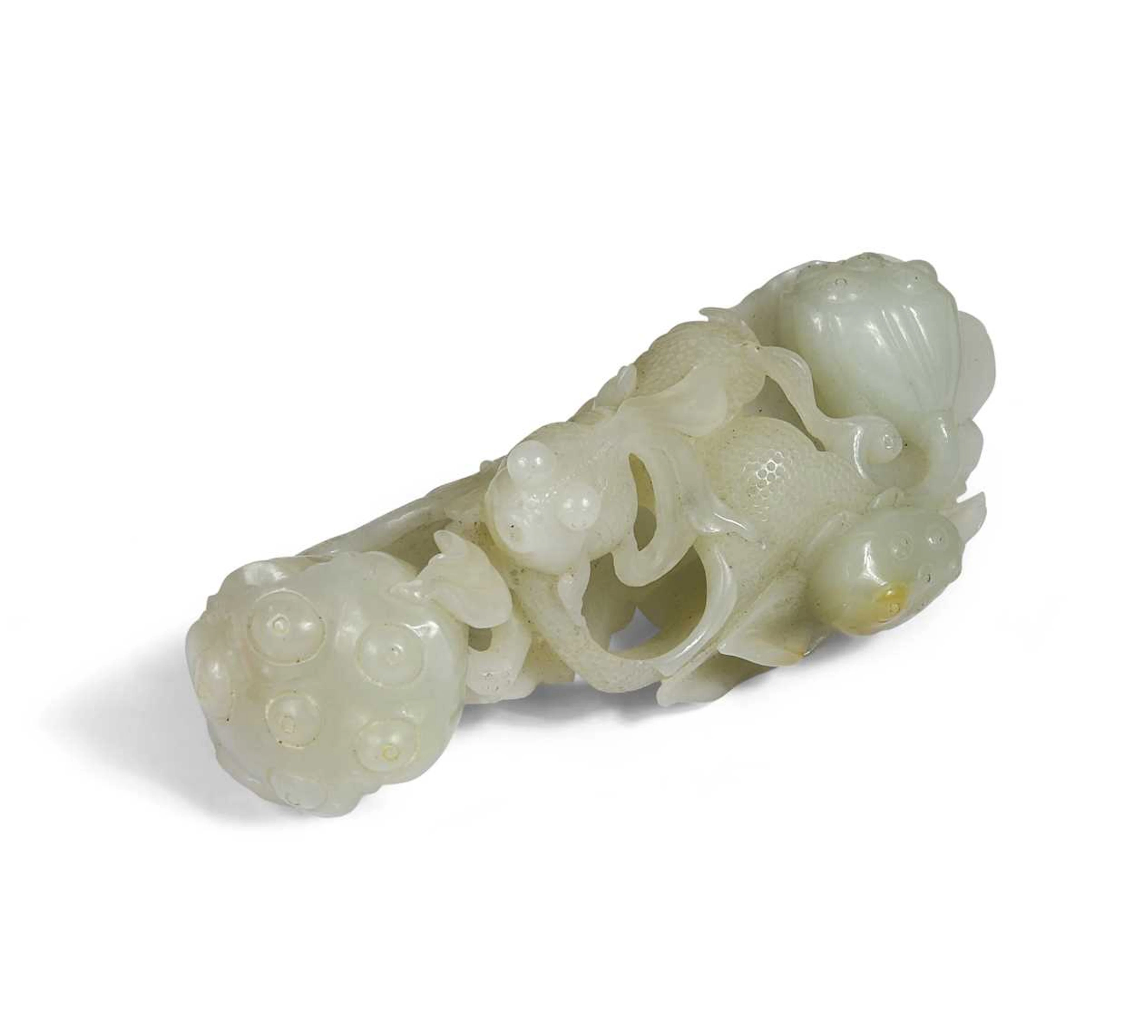 A nephrite jade lotus group.