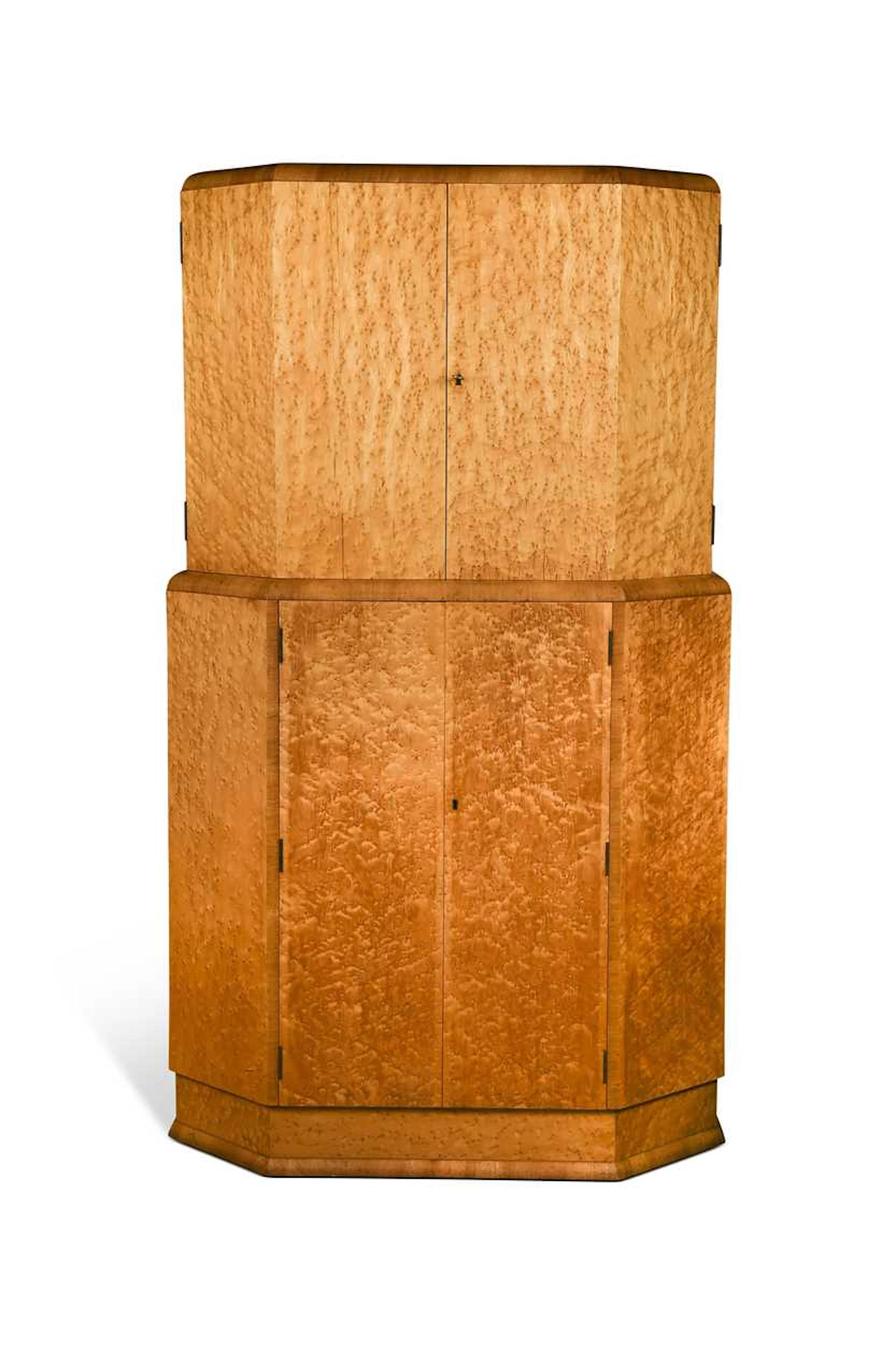 An Art Deco maple cocktail cabinet