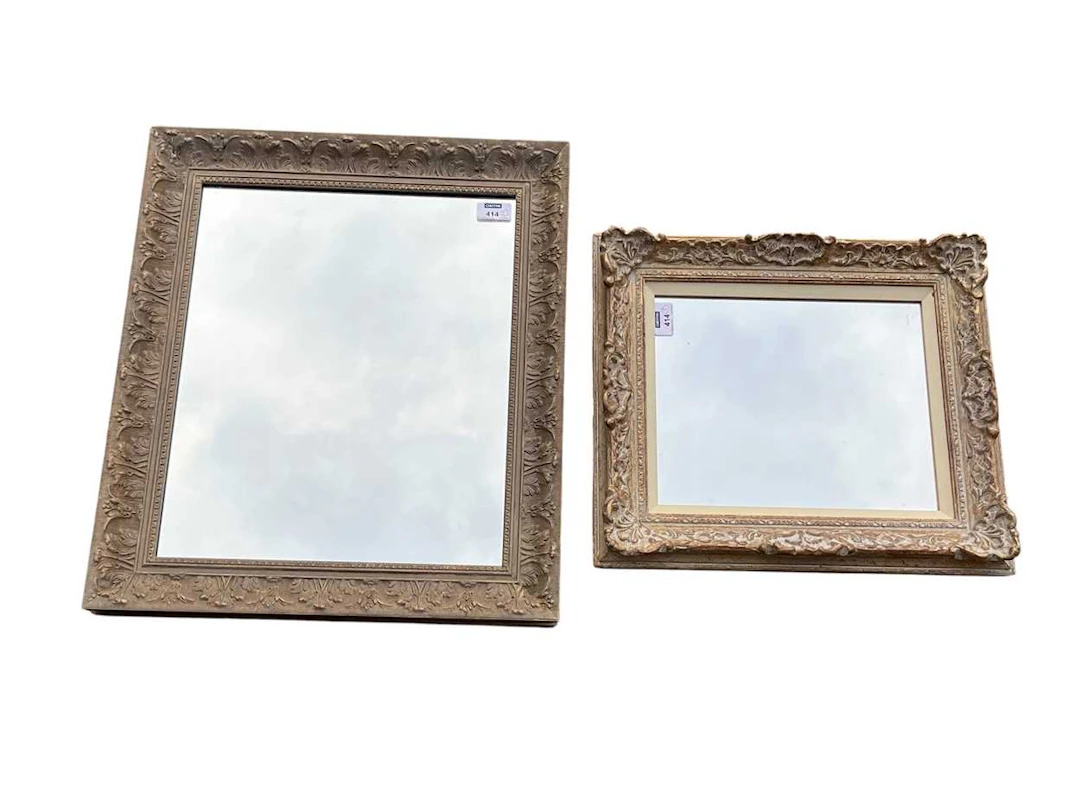 Two graduated mirrors with grey painted frames