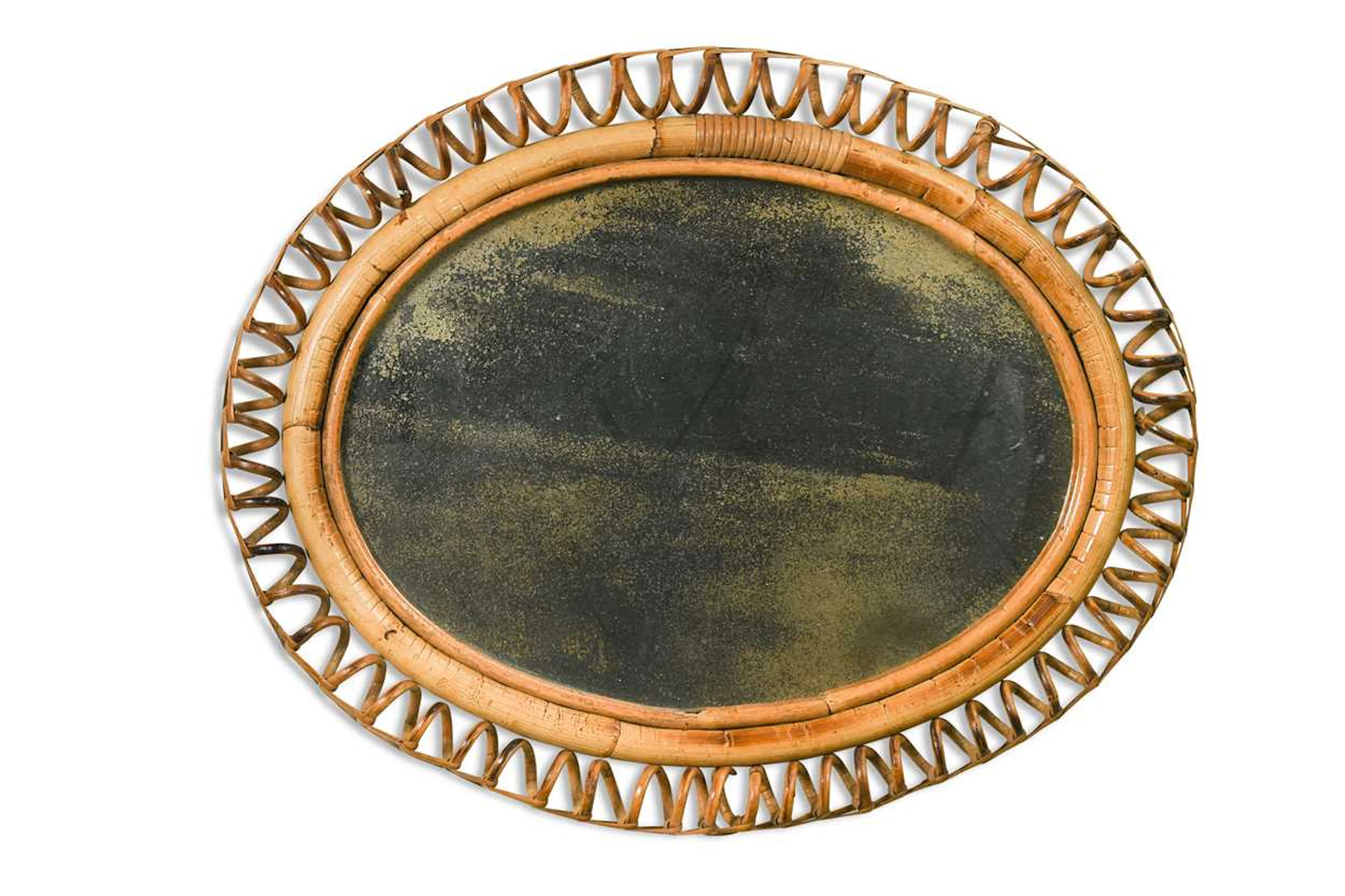 In the manner of Franco Albini, a bamboo framed wall mirror, 1960s