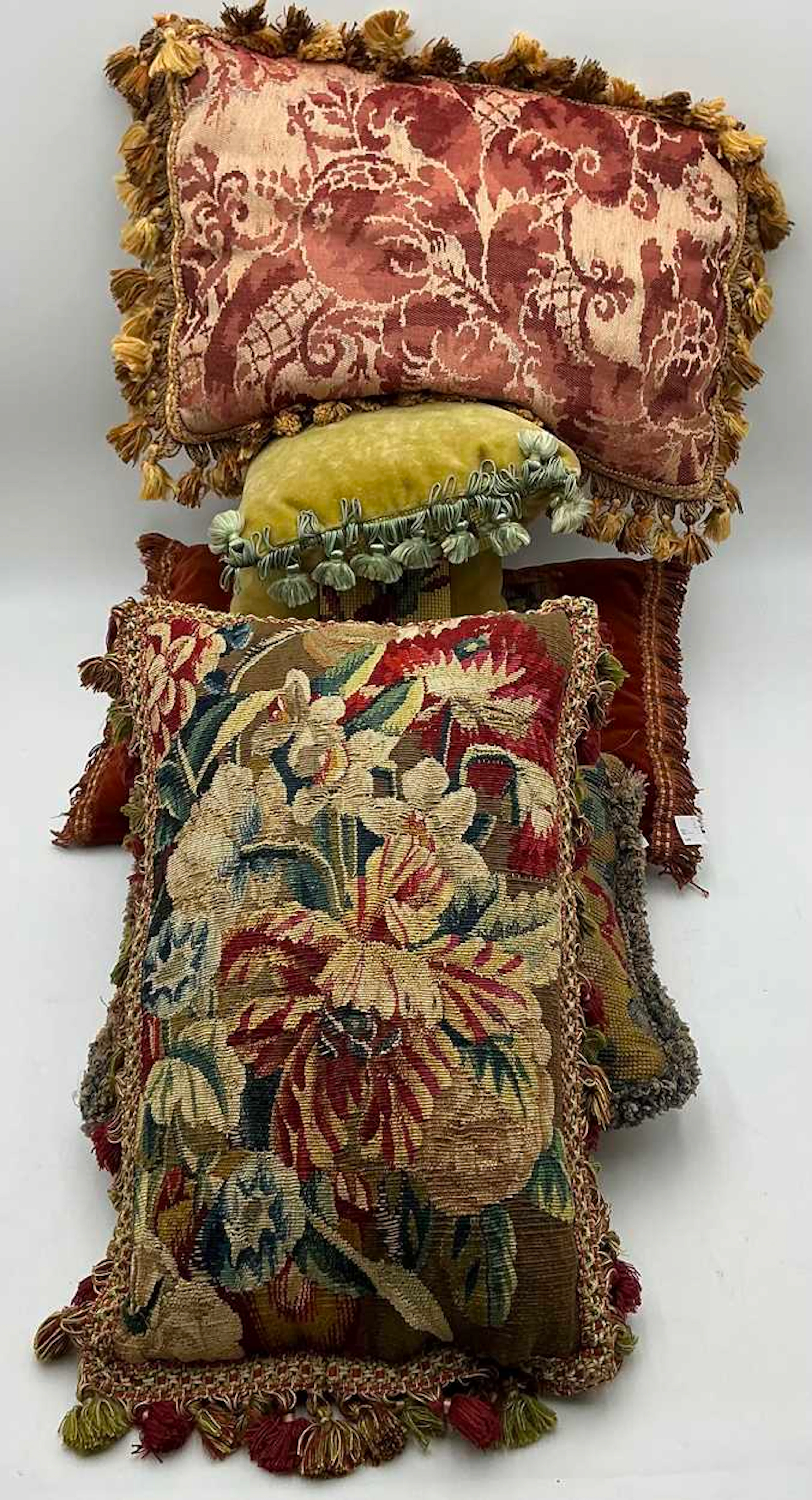 A petitpoint tapestry fragment of parrot tulips and daffodils