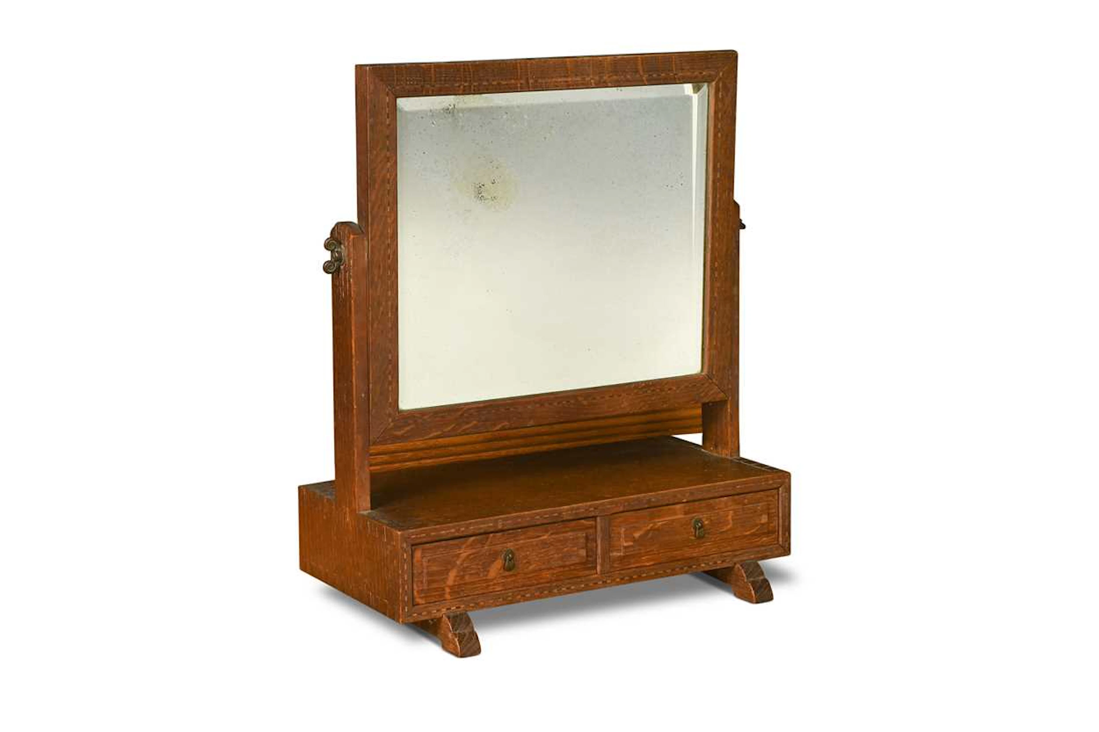 A Cotswold School oak dressing table mirror