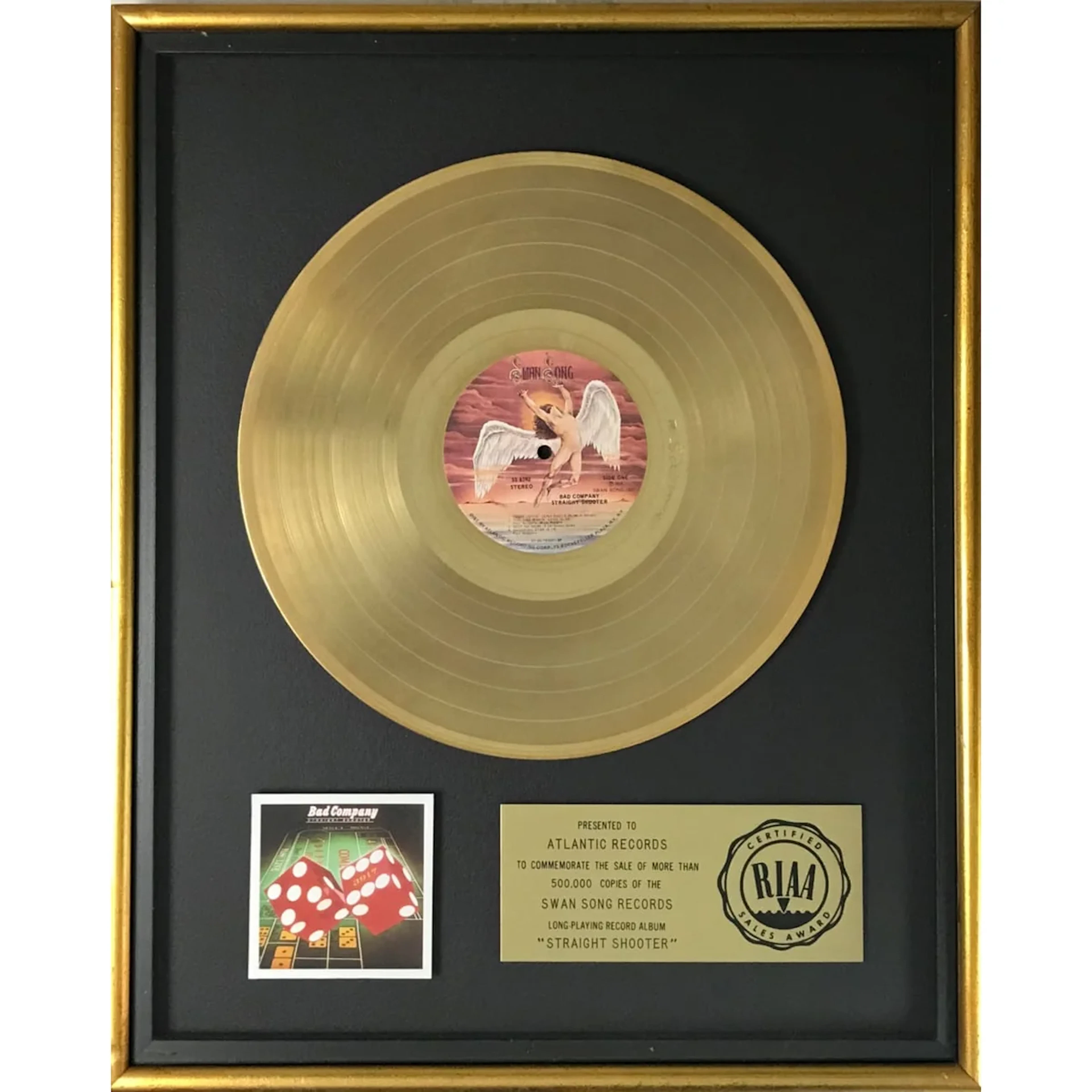 Bad Company Straight Shooter RIAA Gold Album Award