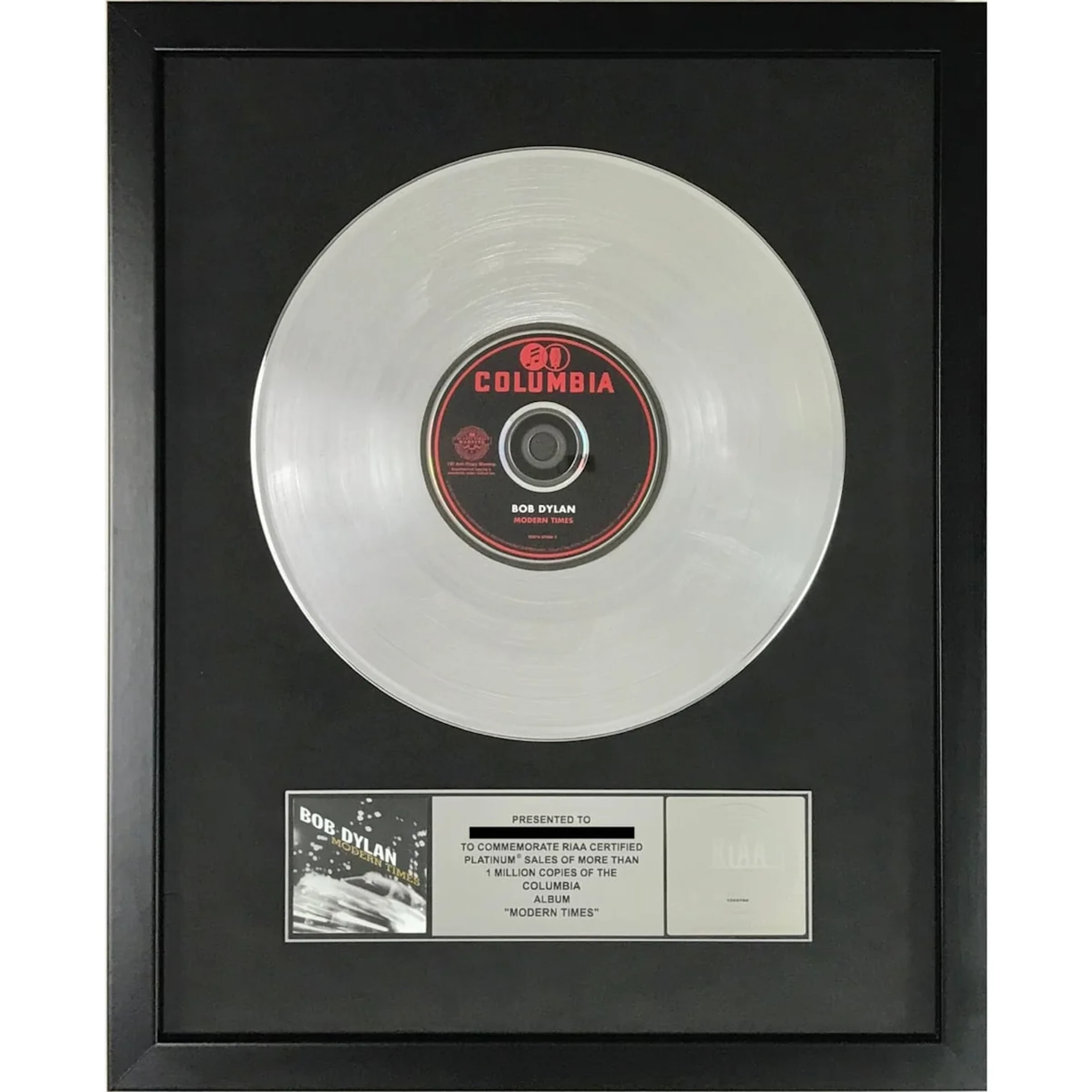 Bob Dylan Modern Times RIAA Platinum Album Award