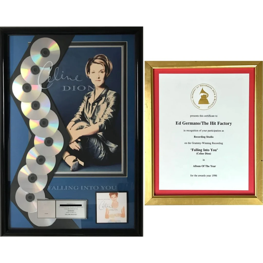 Celine Dion Falling Into You RIAA 10x Platinum Album Award + Grammy