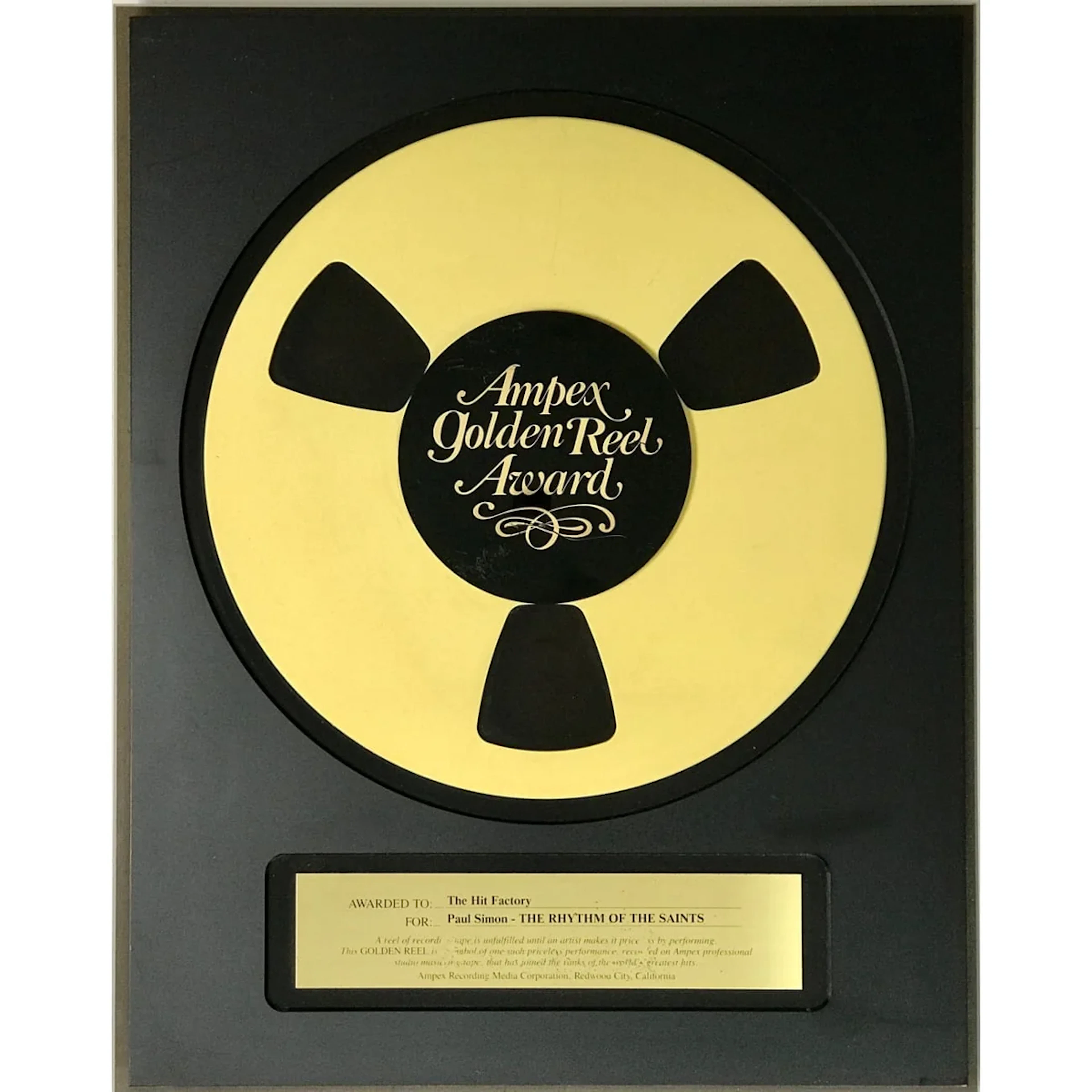 Paul Simon Rhythm Of The Saints album Ampex Golden Reel Award