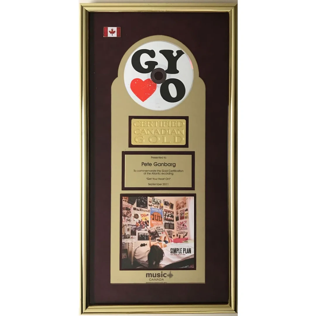 Simple Plan Get Your Heart On! CRIA Gold Album Award