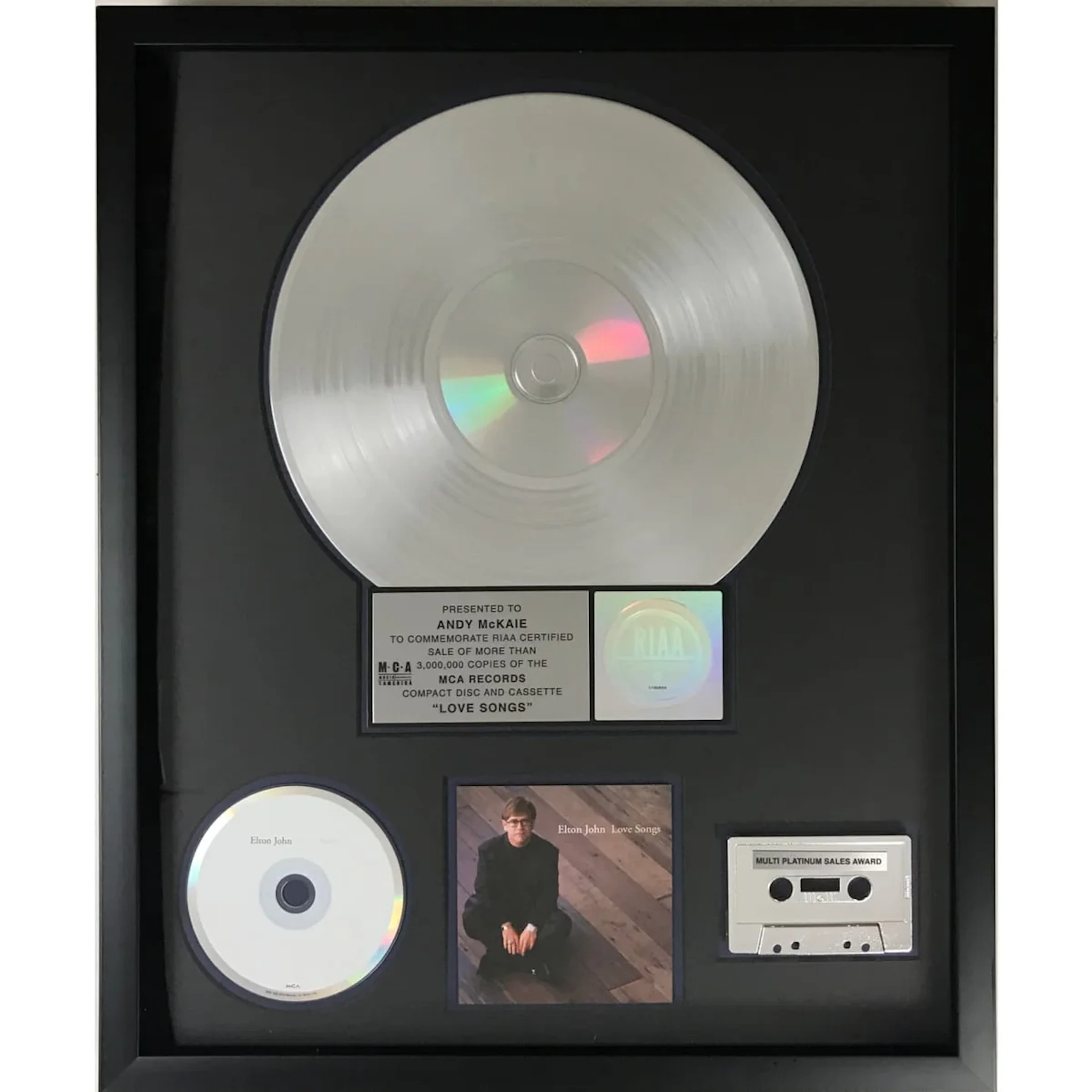 Elton John Love Songs RIAA 3x Multi-Platinum Album Award