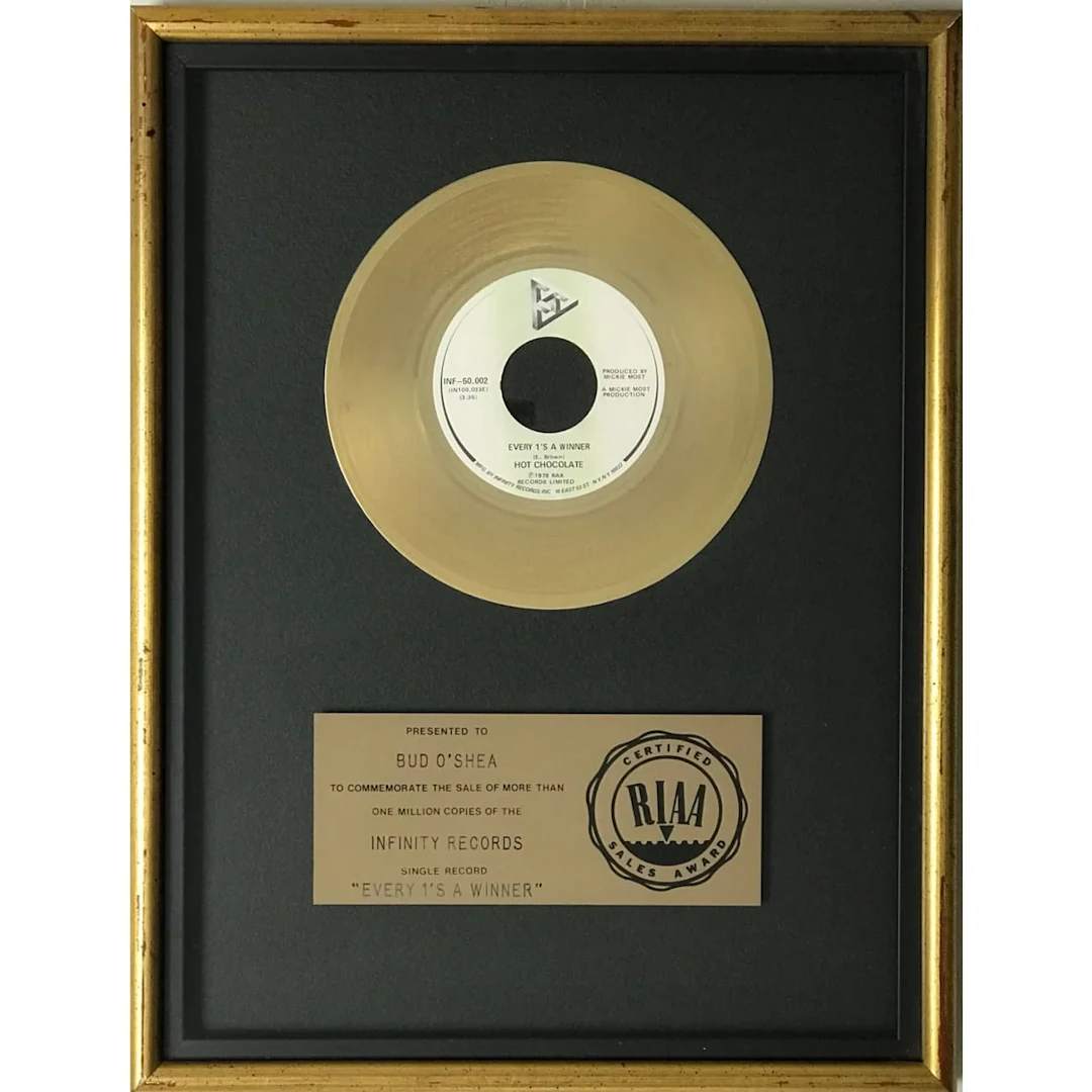 Hot Chocolate "Every 1's A Winner" RIAA Gold Single Award