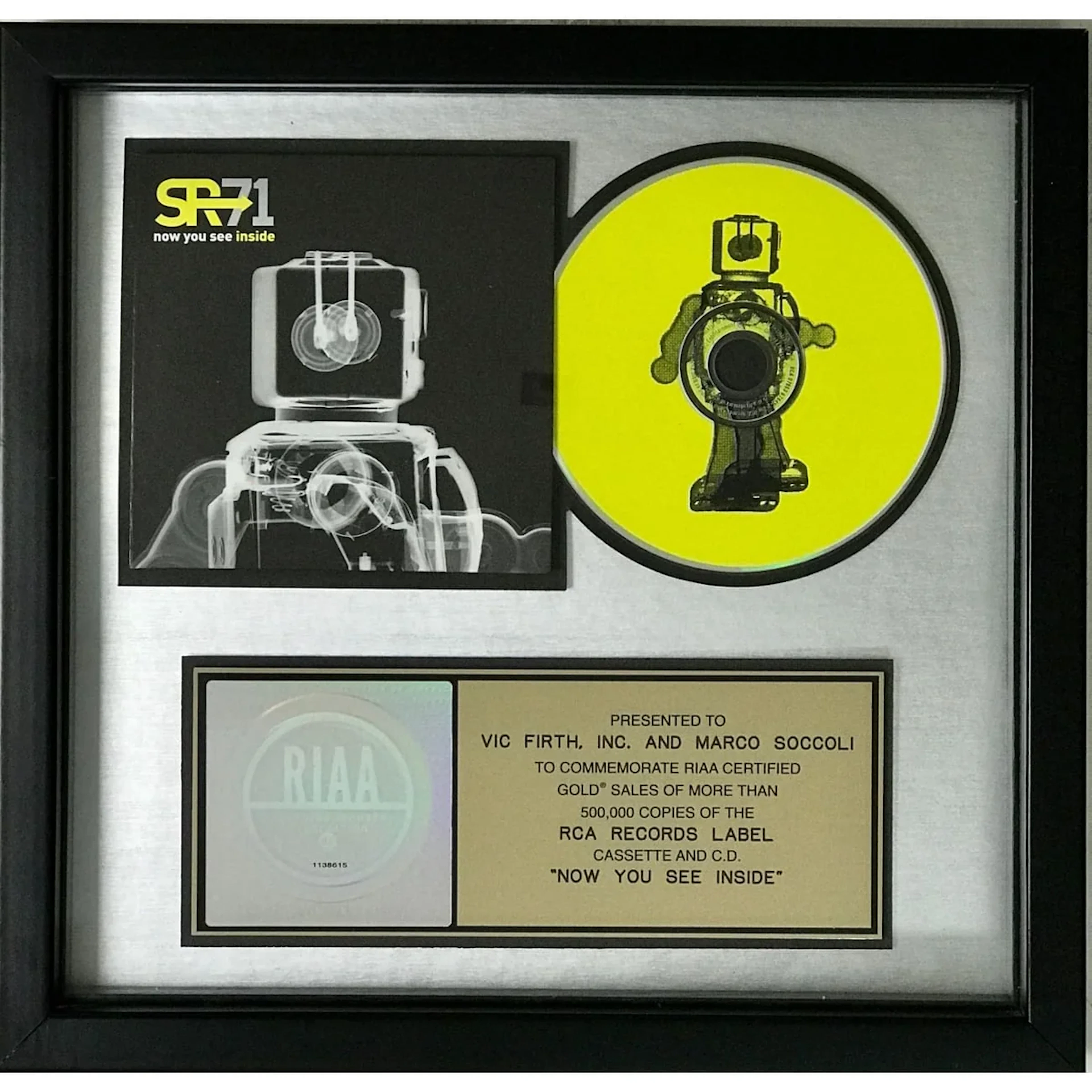 SR-71 Now You See Inside RIAA Gold Album Award