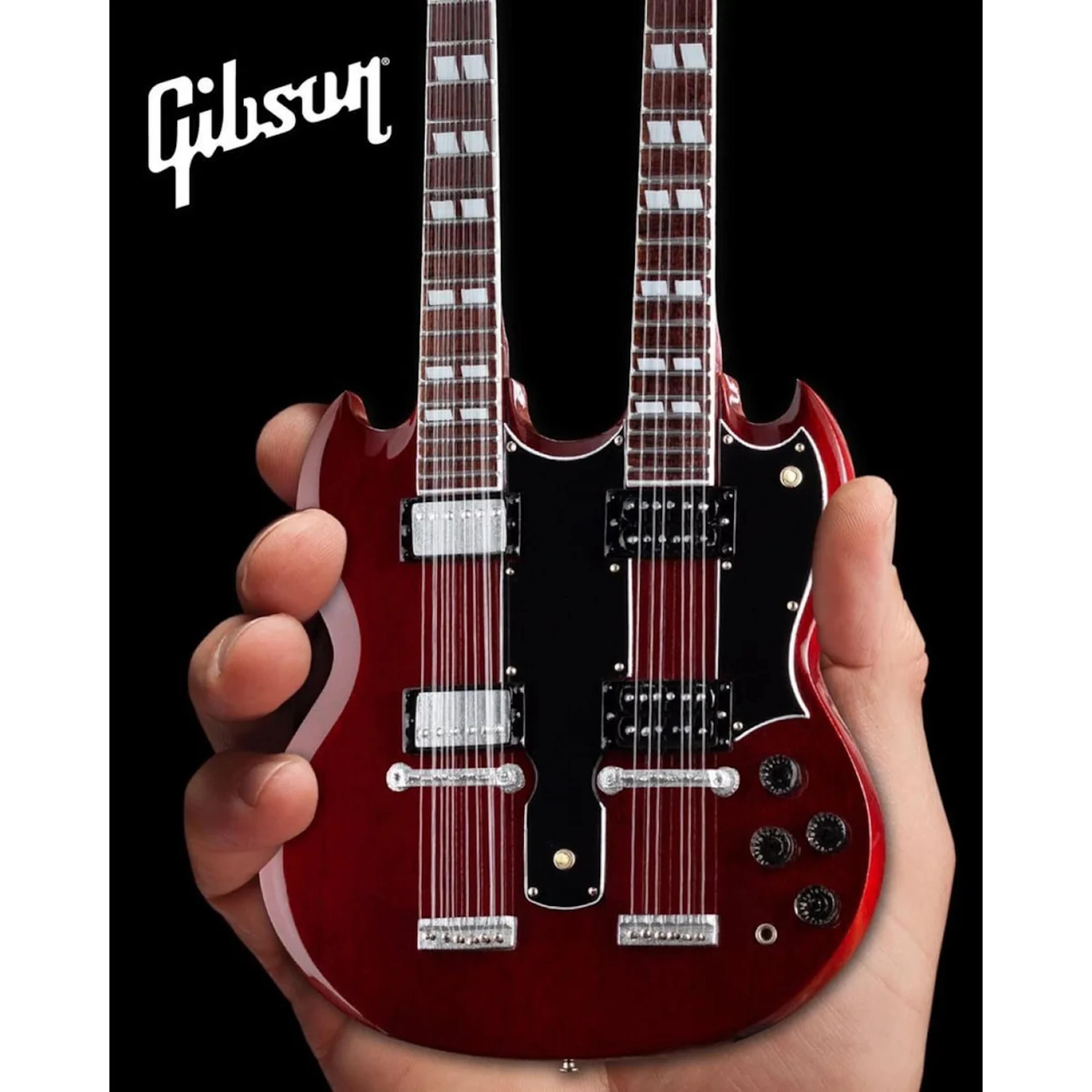 Gibson® SG Double Neck Cherry Mini Guitar Replica