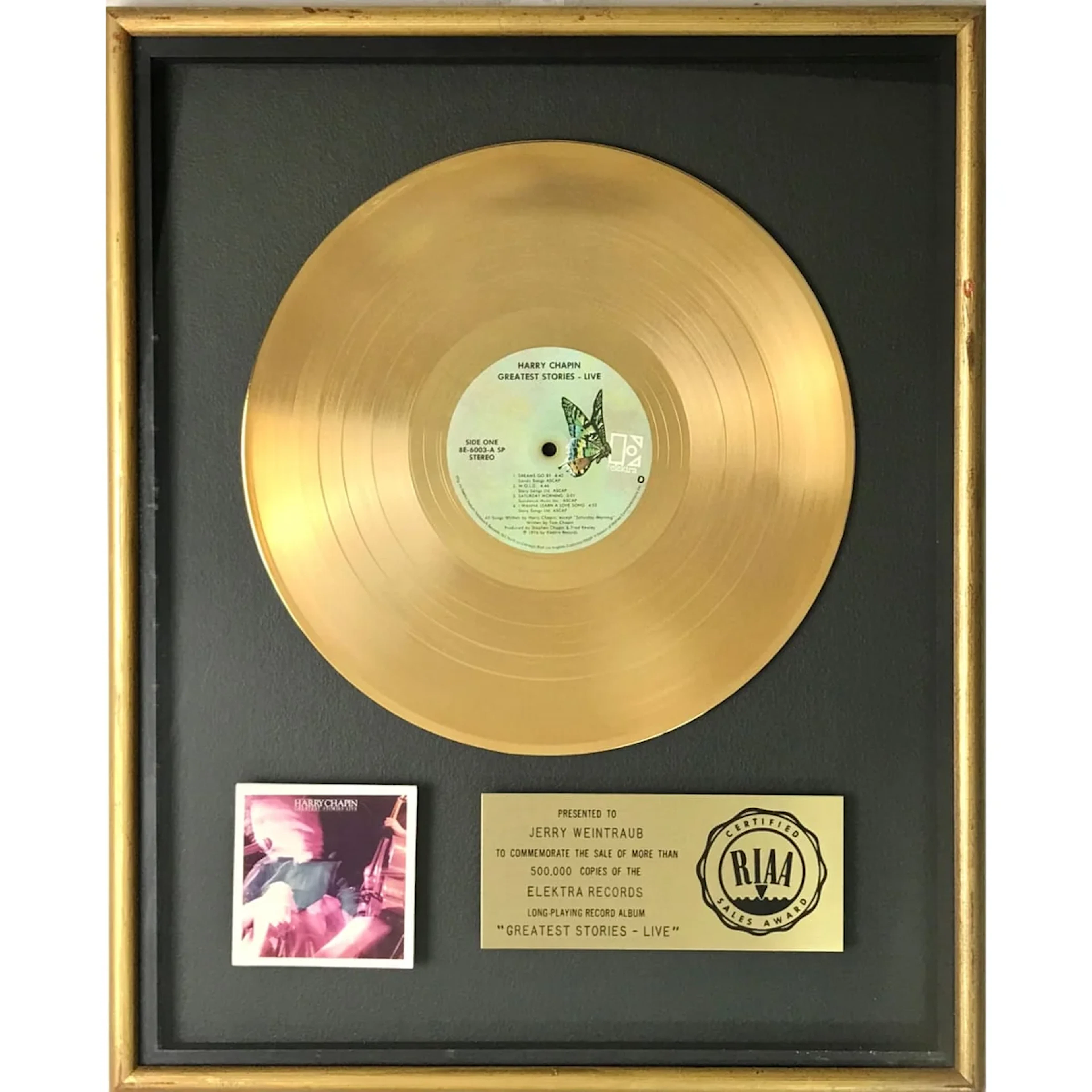 Harry Chapin Greatest Stories - Live RIAA Gold Album Award