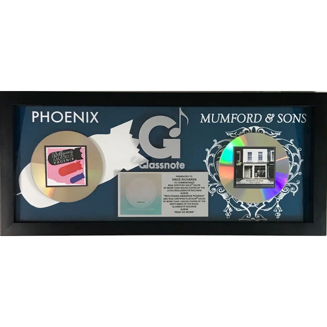 Mumford & Sons and Phoenix Combo RIAA Gold/Platinum Albums Award