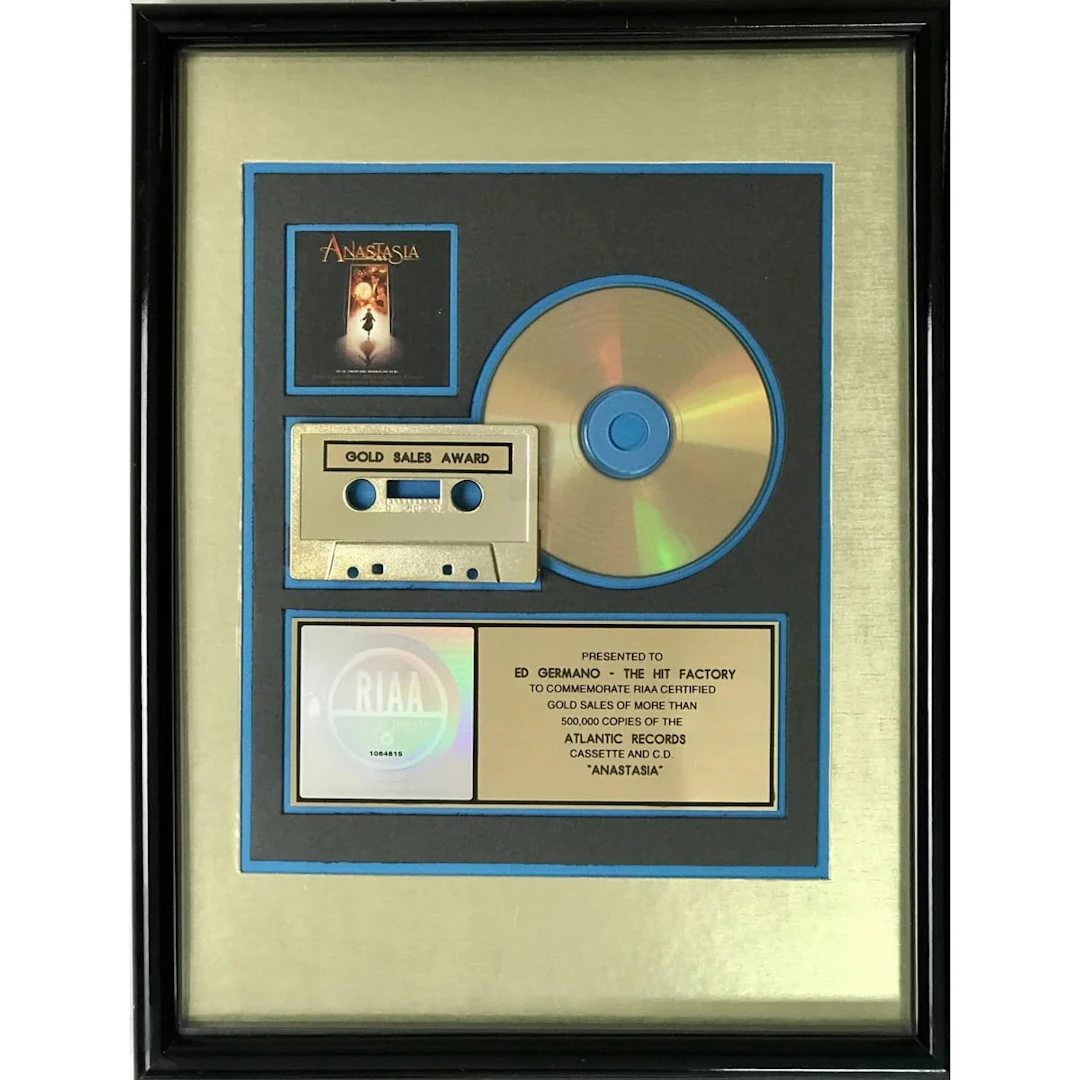Anastasia soundtrack RIAA Gold Album Award