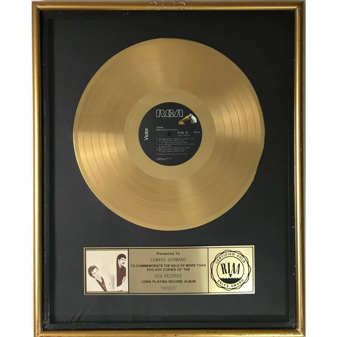 Hall & Oates Voices RIAA Gold Album Award