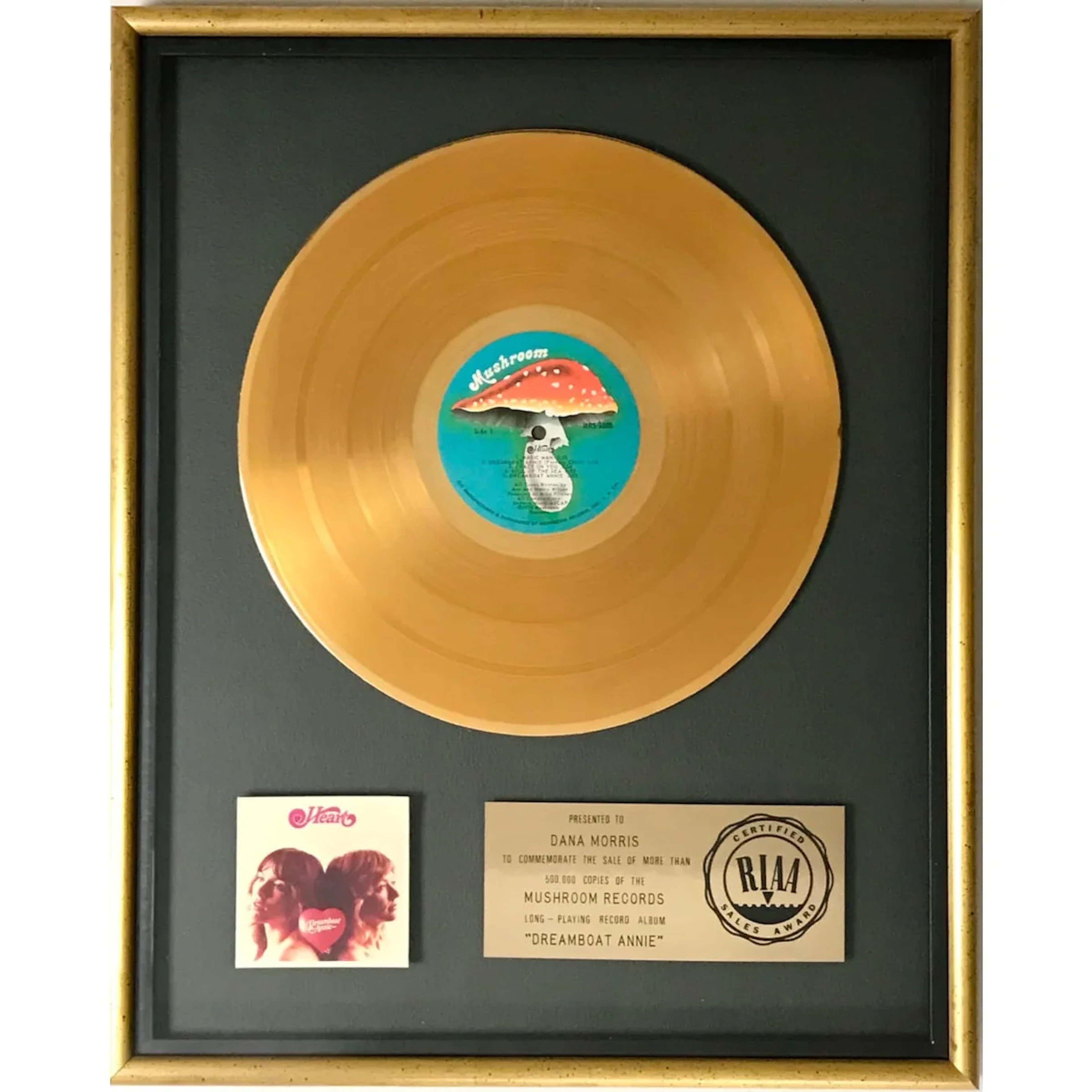 Heart Dreamboat Annie RIAA Gold Album Award