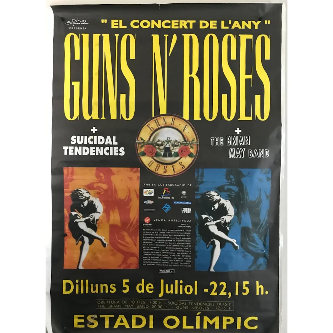 Guns N' Roses Original 1993 Barcelona Spain Concert Poster