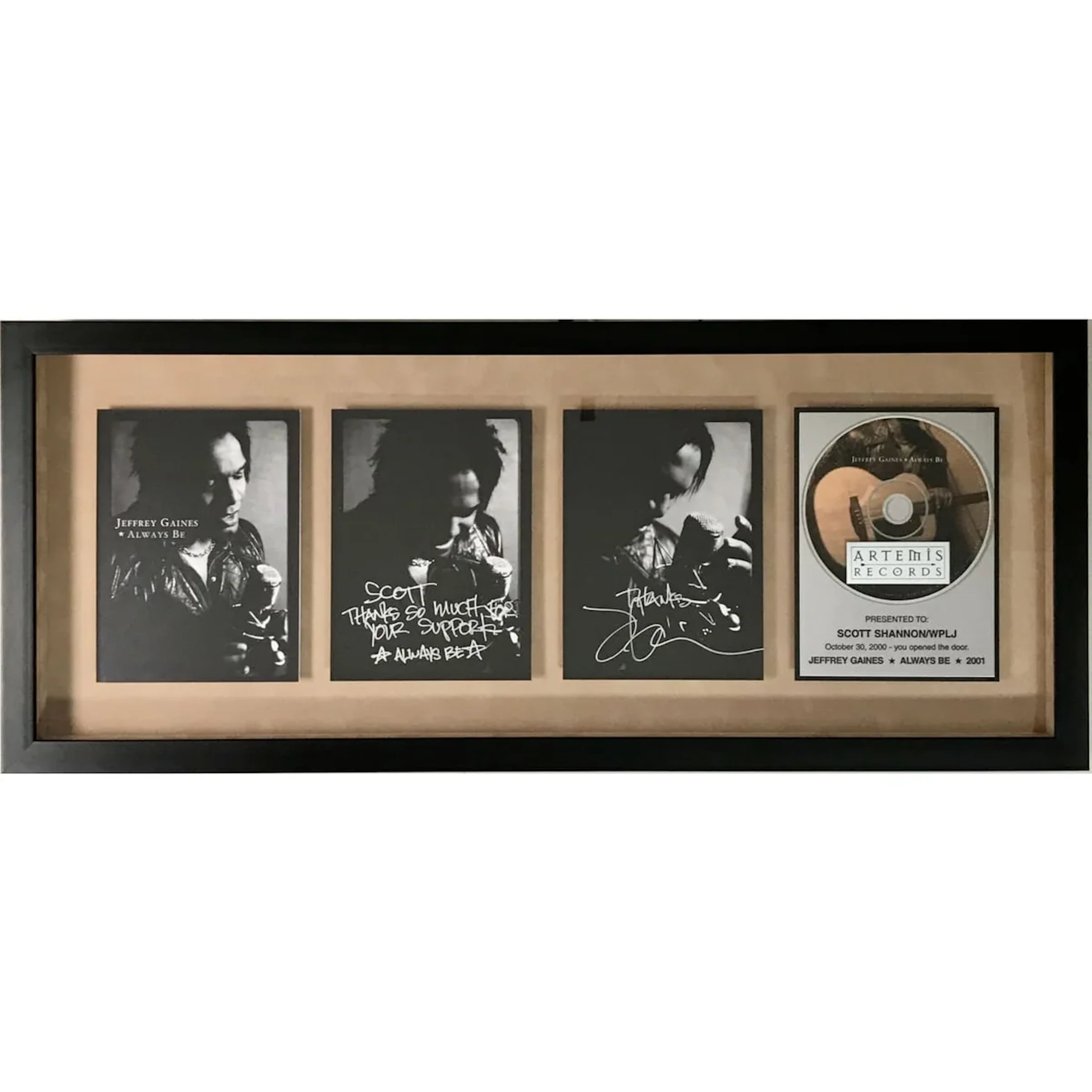 Jeffrey Gaines Always Be Artemis Records award signed by Gaines