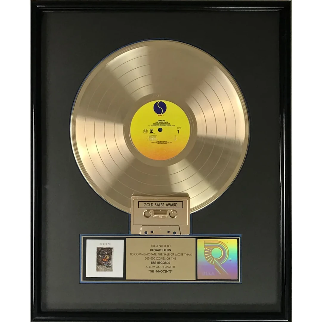 Erasure The Innocents RIAA Gold Album Award