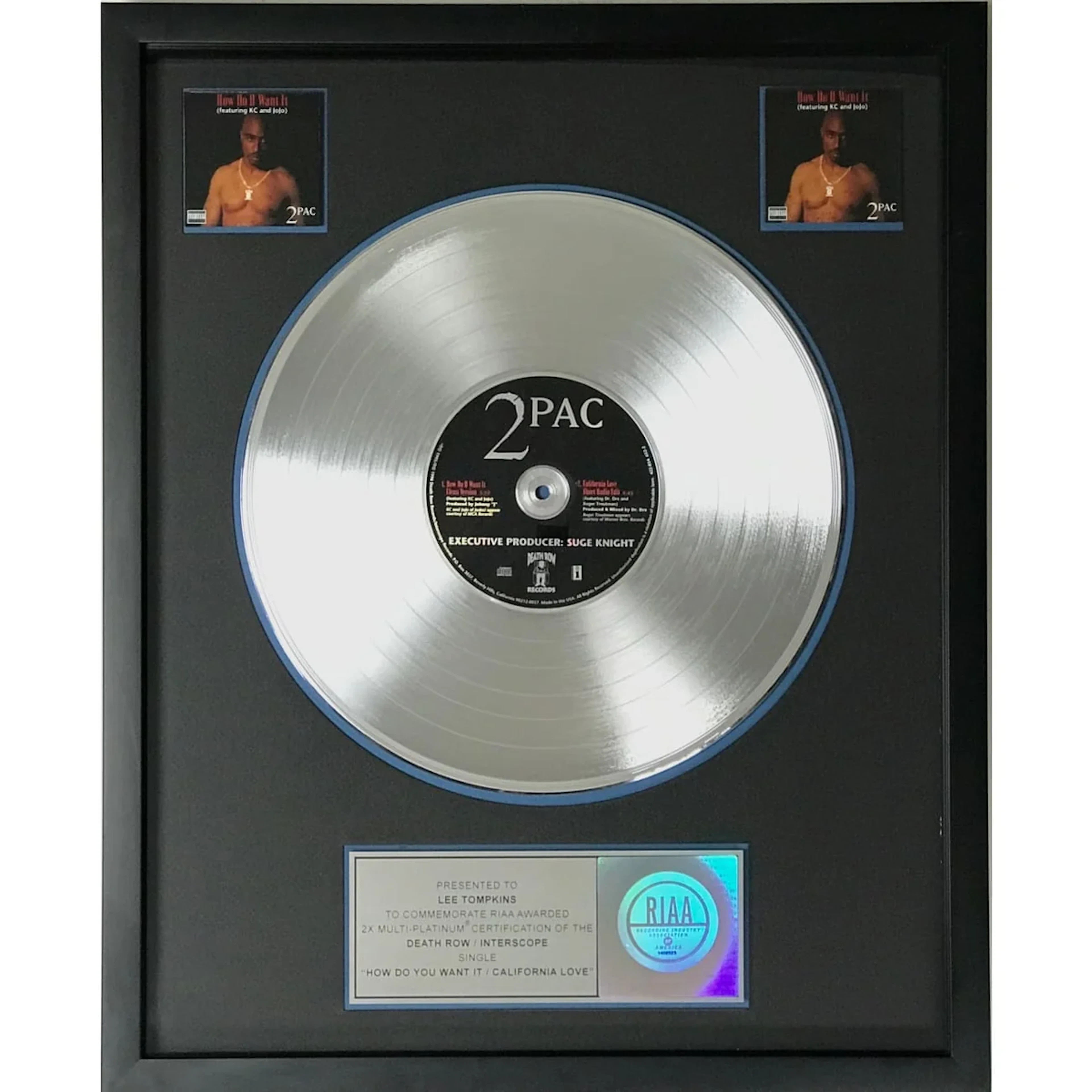 2Pac "California Love"/"How Do U Want It" 2x Multi-Platinum Single Award - RARE