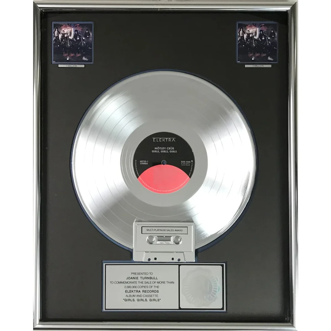 Mötley Crüe Girls, Girls, Girls RIAA 2x Multi-Platinum Album Award