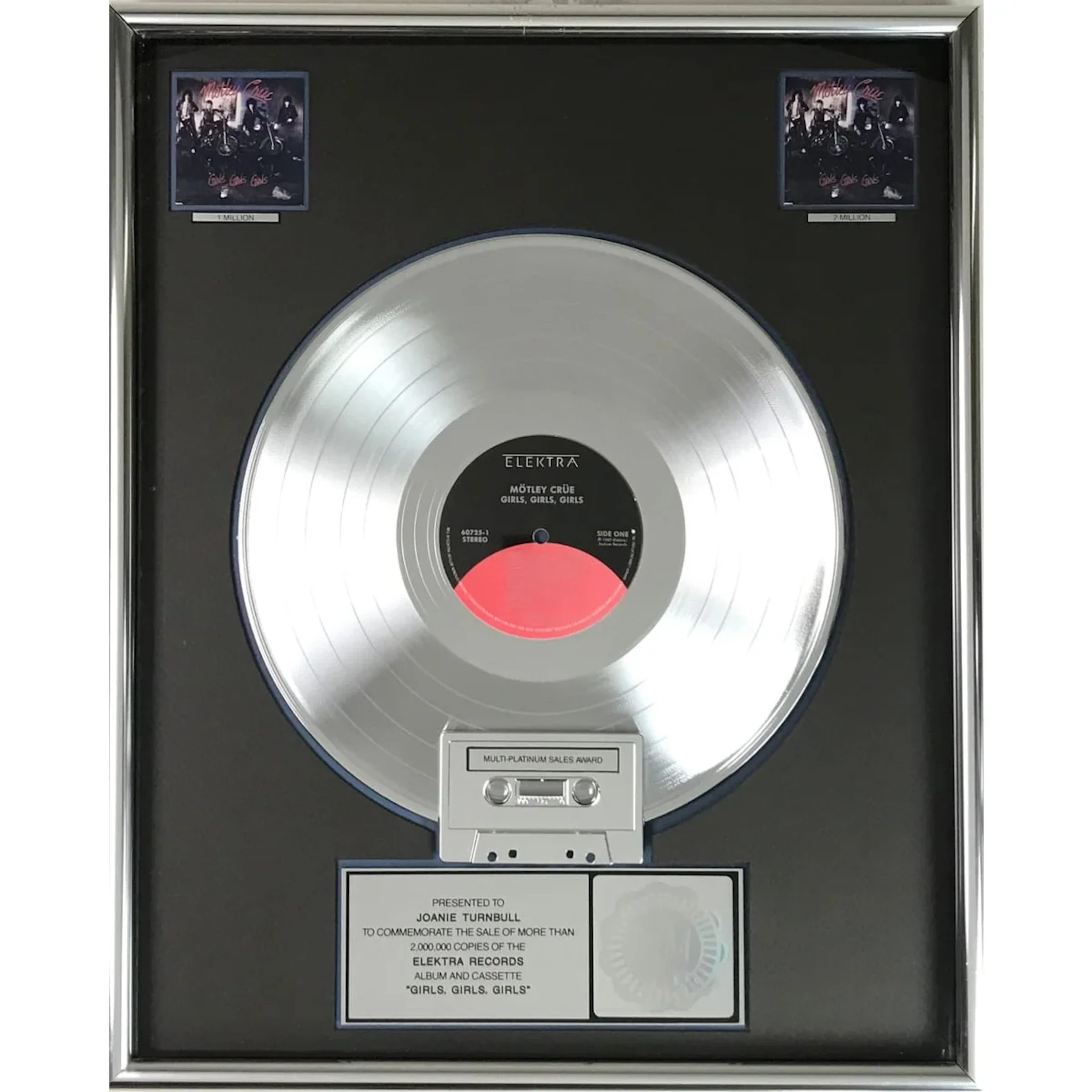 Mötley Crüe Girls, Girls, Girls RIAA 2x Multi-Platinum Album Award