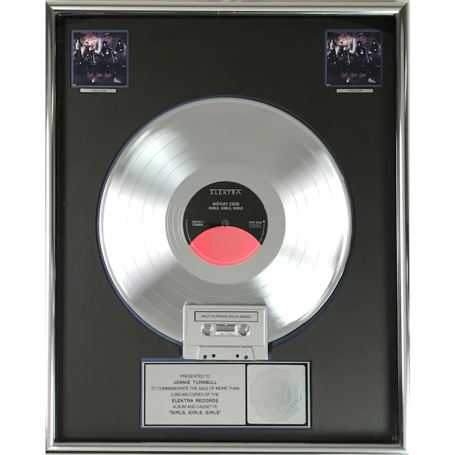 Mötley Crüe Girls, Girls, Girls RIAA 2x Multi-Platinum Album Award