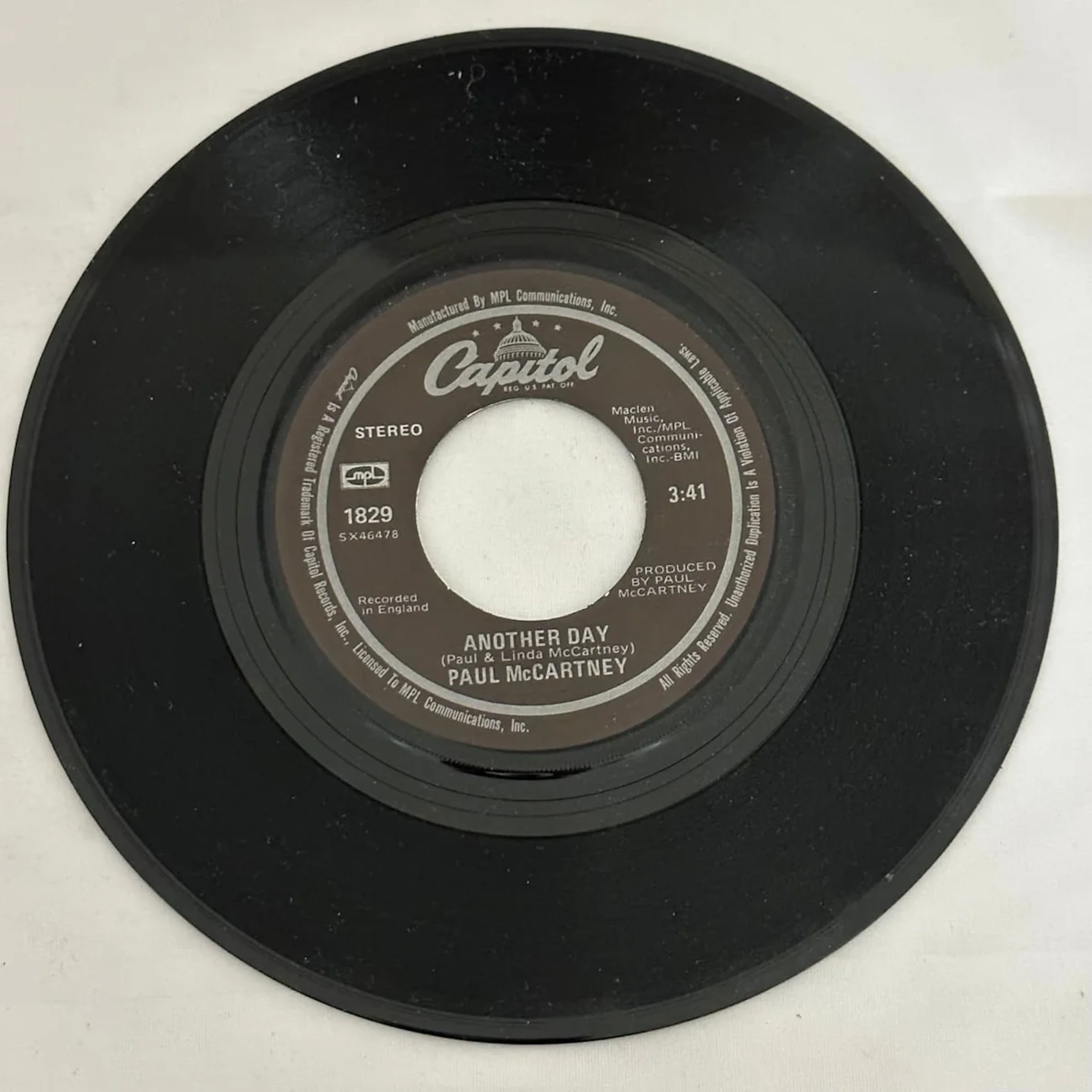Paul McCartney "Another Day" 45" Record 1976 Reissue 1829