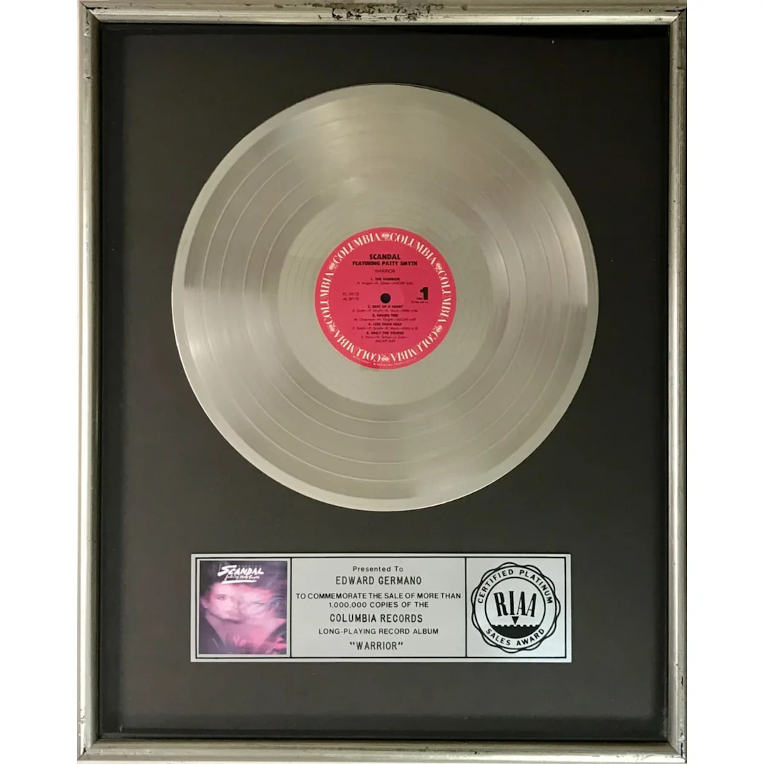 Scandal ft. Patty Smyth Warrior RIAA Platinum Album Award