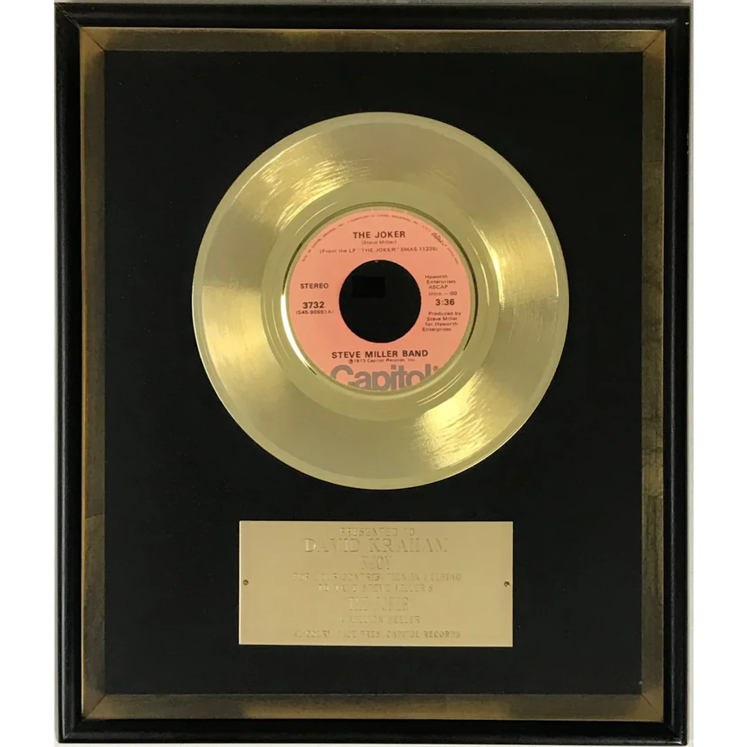 Steve Miller Band "The Joker" 1974 Capitol Records Award