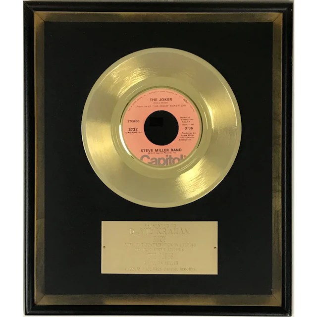 Steve Miller Band "The Joker" 1974 Capitol Records Award