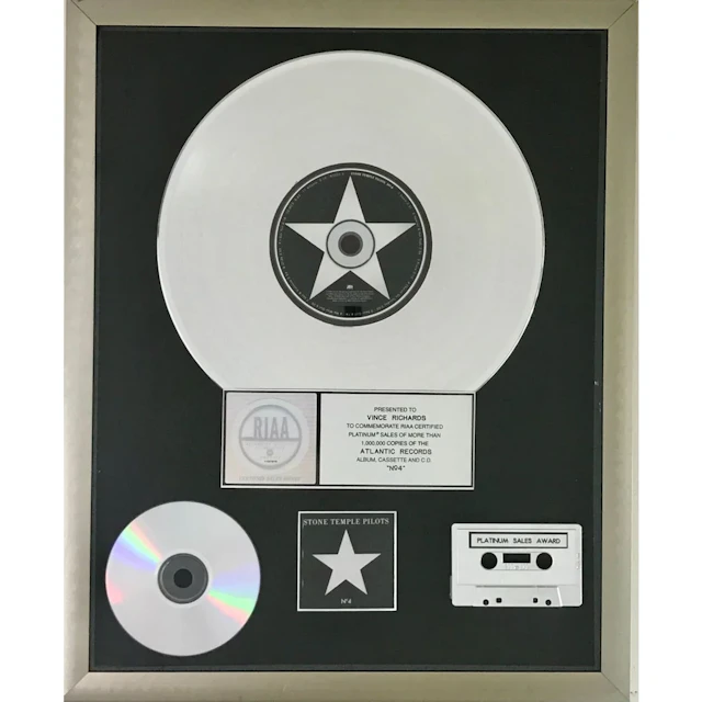 Stone Temple Pilots No. 4 RIAA Platinum Album Award