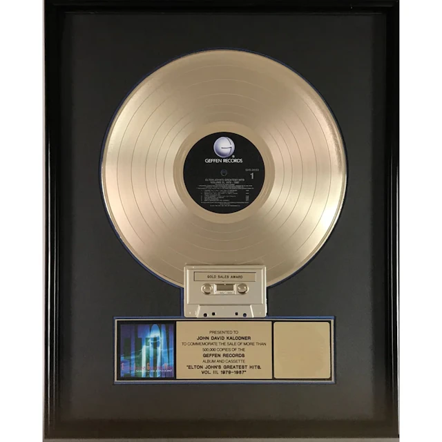 Elton John Greatest Hits Vol III 1979-1987 RIAA Gold LP Award