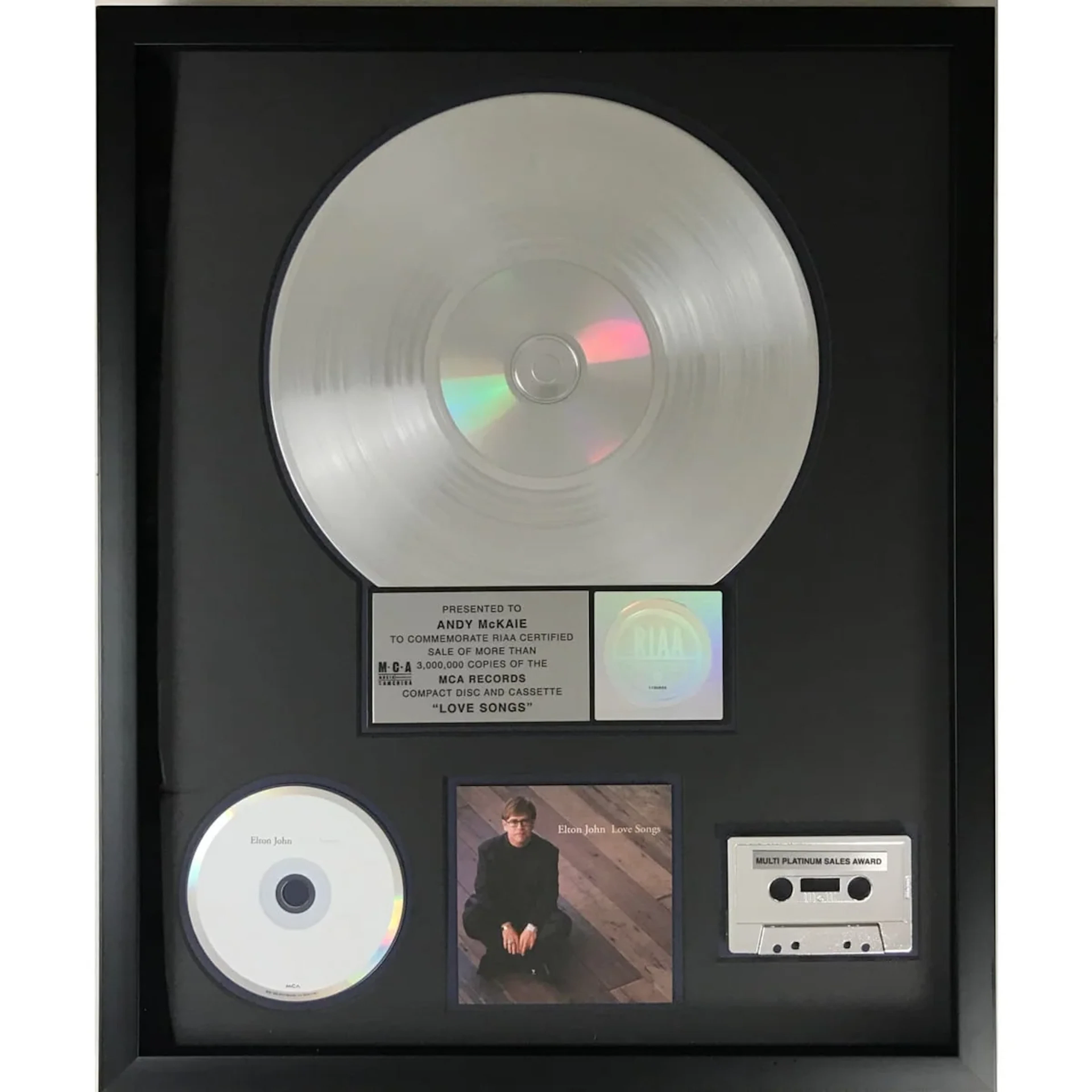 Elton John Love Songs RIAA 3x Multi-Platinum Album Award