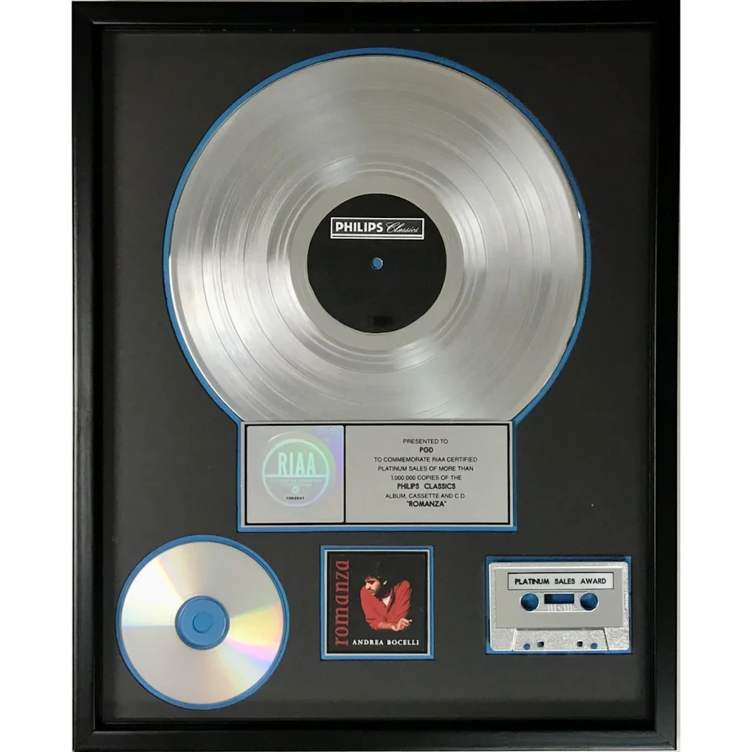 Andrea Bocelli Romanza RIAA Platinum Album Award