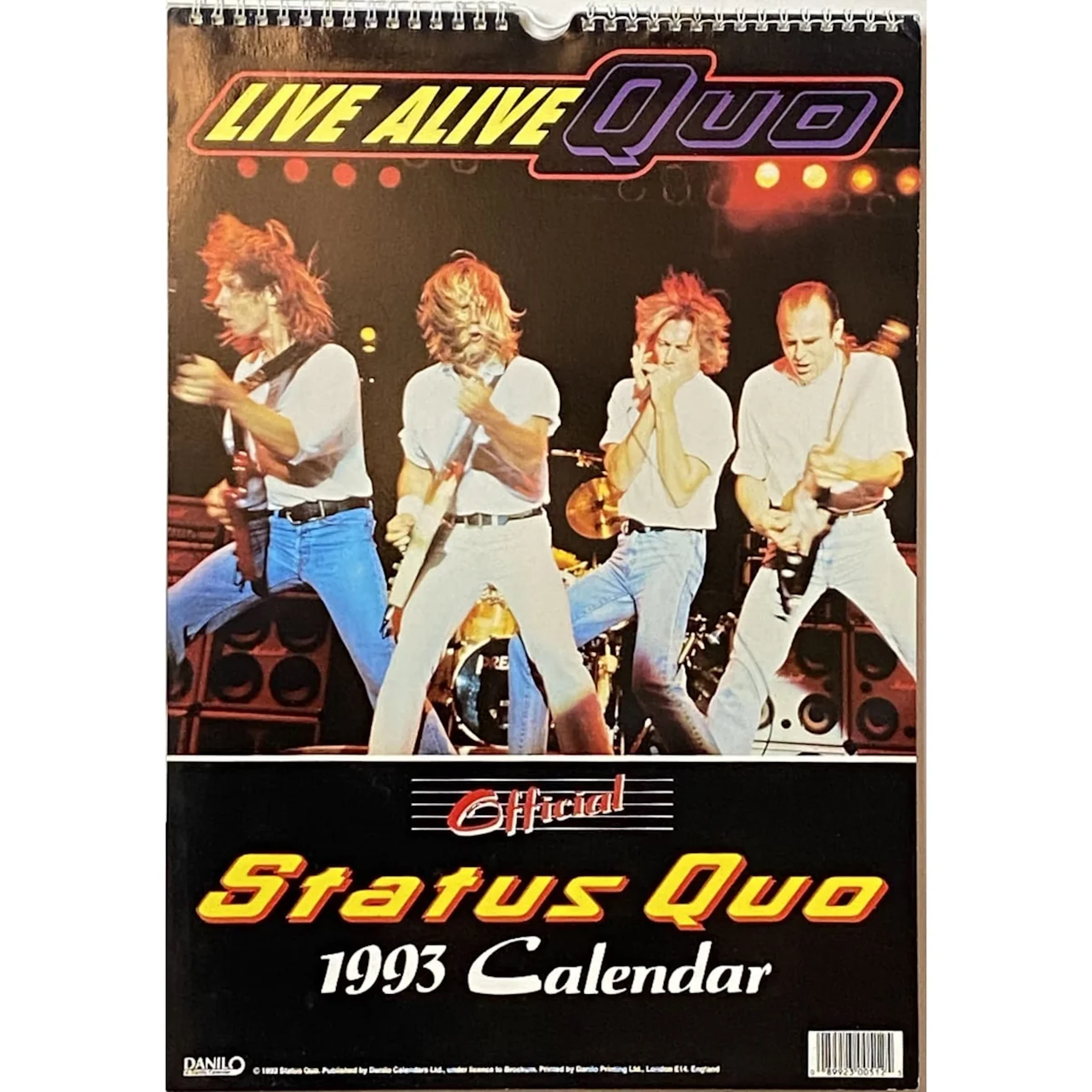 Status Quo Official 1993 Calendar Vintage