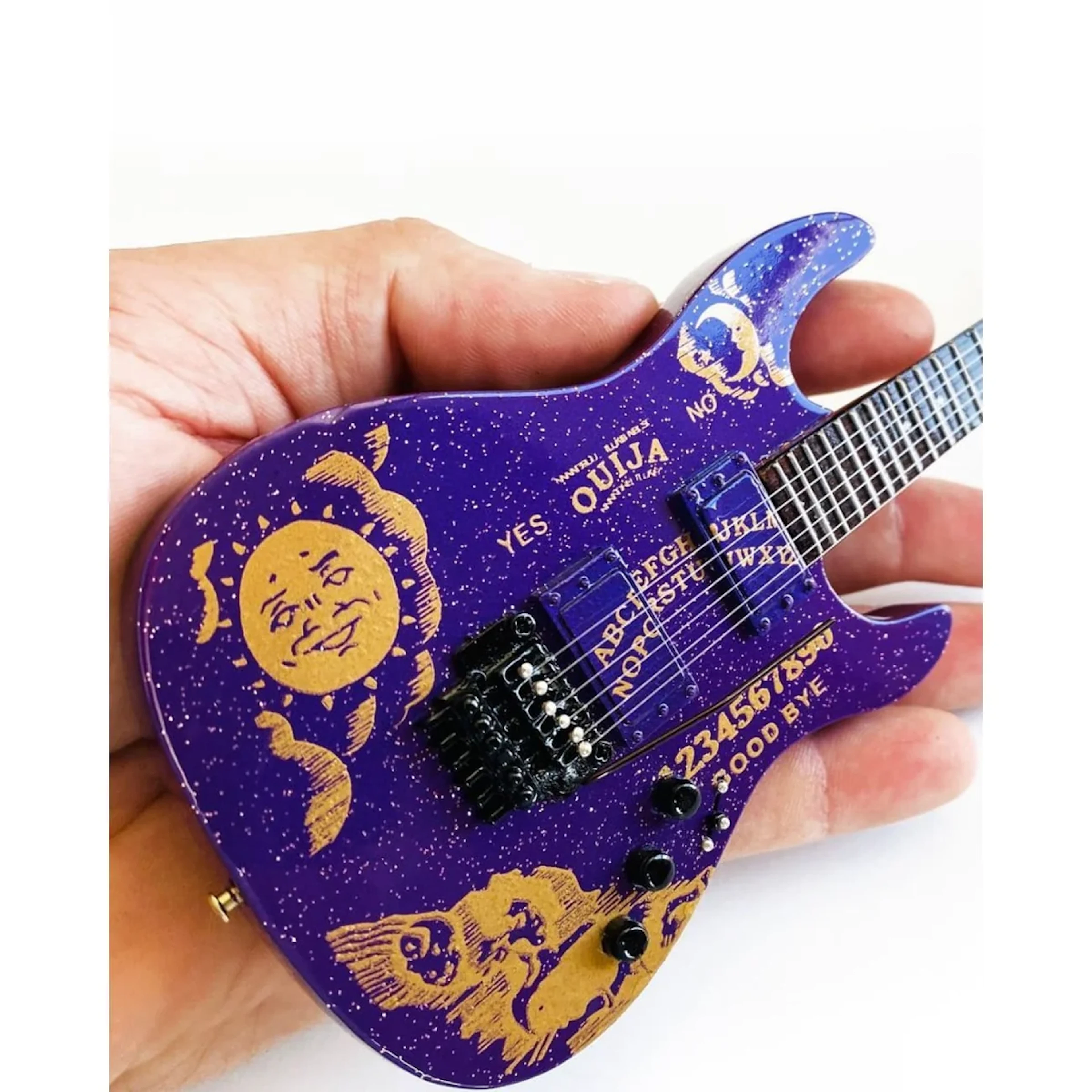 Metallica Kirk Hammett Ouija Purple Sparkle ESP Mini Guitar Replica