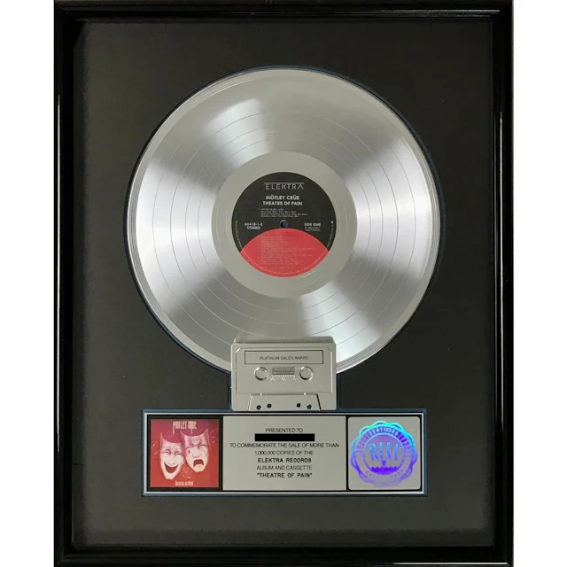 Mötley Crüe Theatre Of Pain RIAA Platinum Album Award