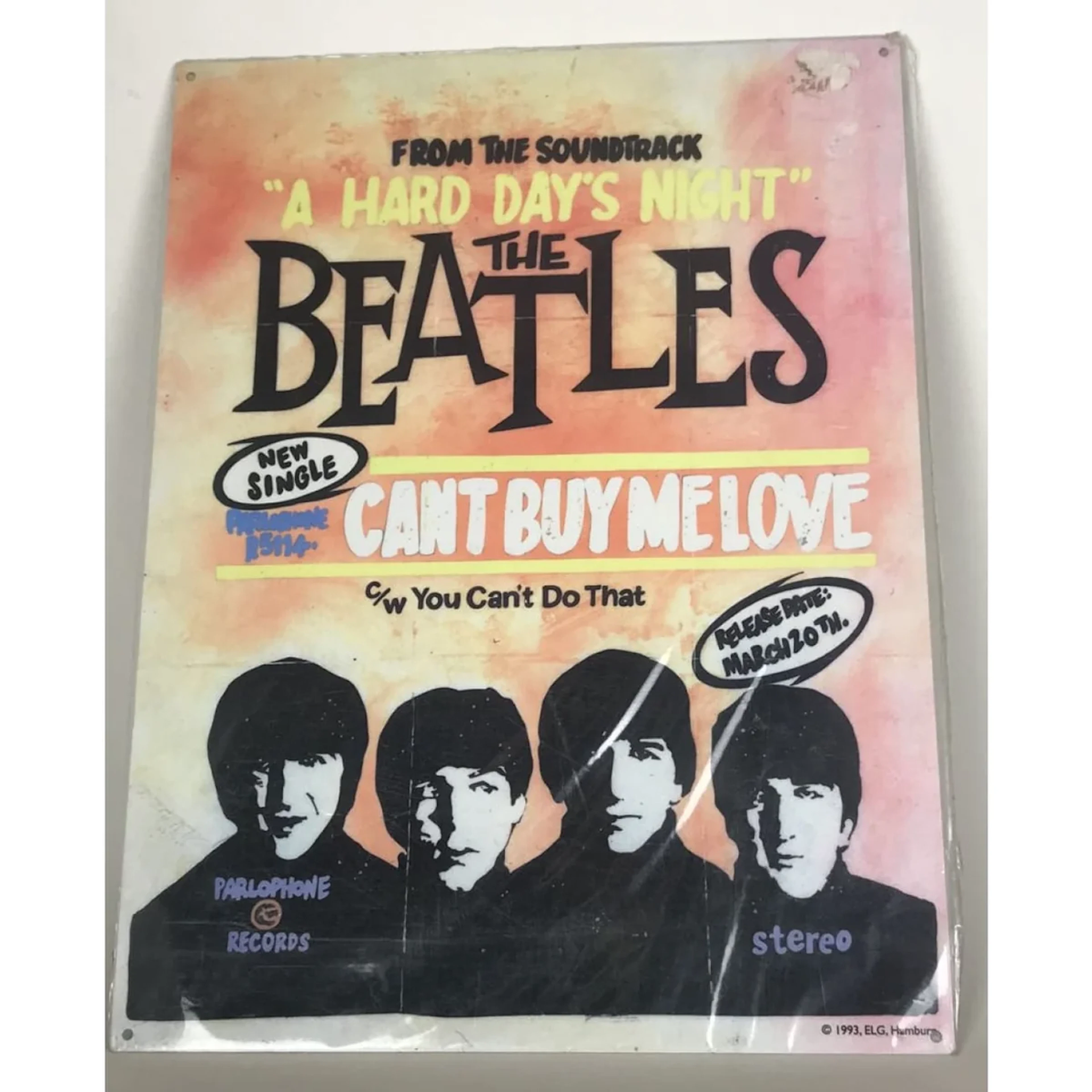 Beatles Vintage Hard Days Night Large Metal Decor Plaque - New