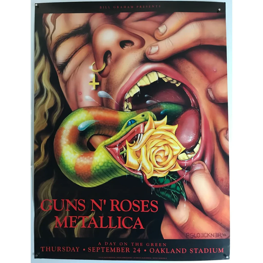 Guns N' Roses & Metallica Original 1992 Oakland Concert Poster