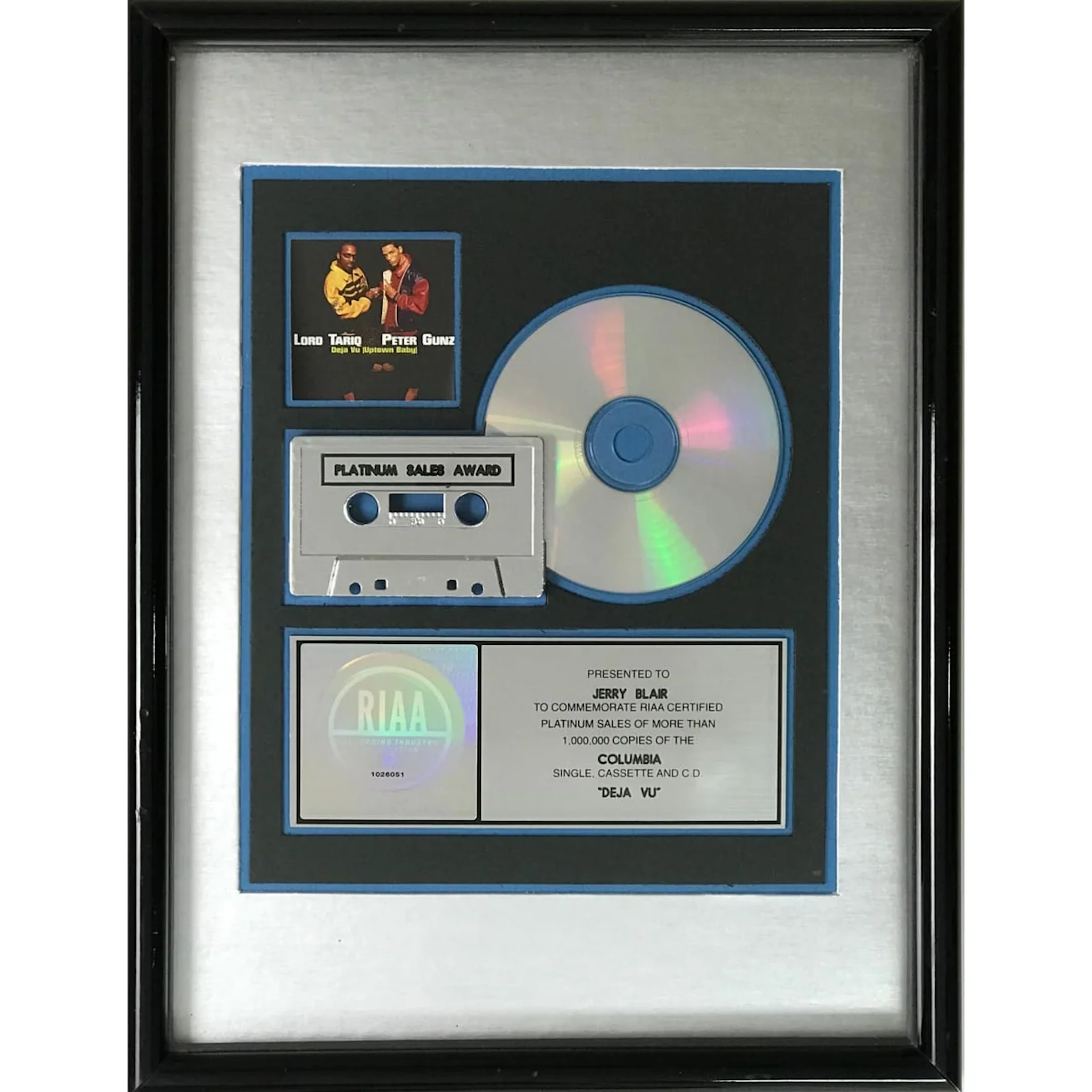 Lord Tariq & Peter Gunz "Deja Vu (Uptown Baby)" RIAA Platinum Single Award