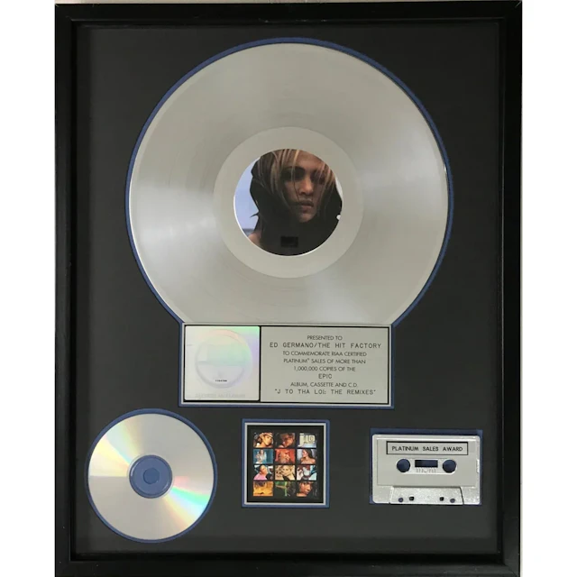 Jennifer Lopez J To Tha L-O! The Remixes RIAA Platinum Album Award