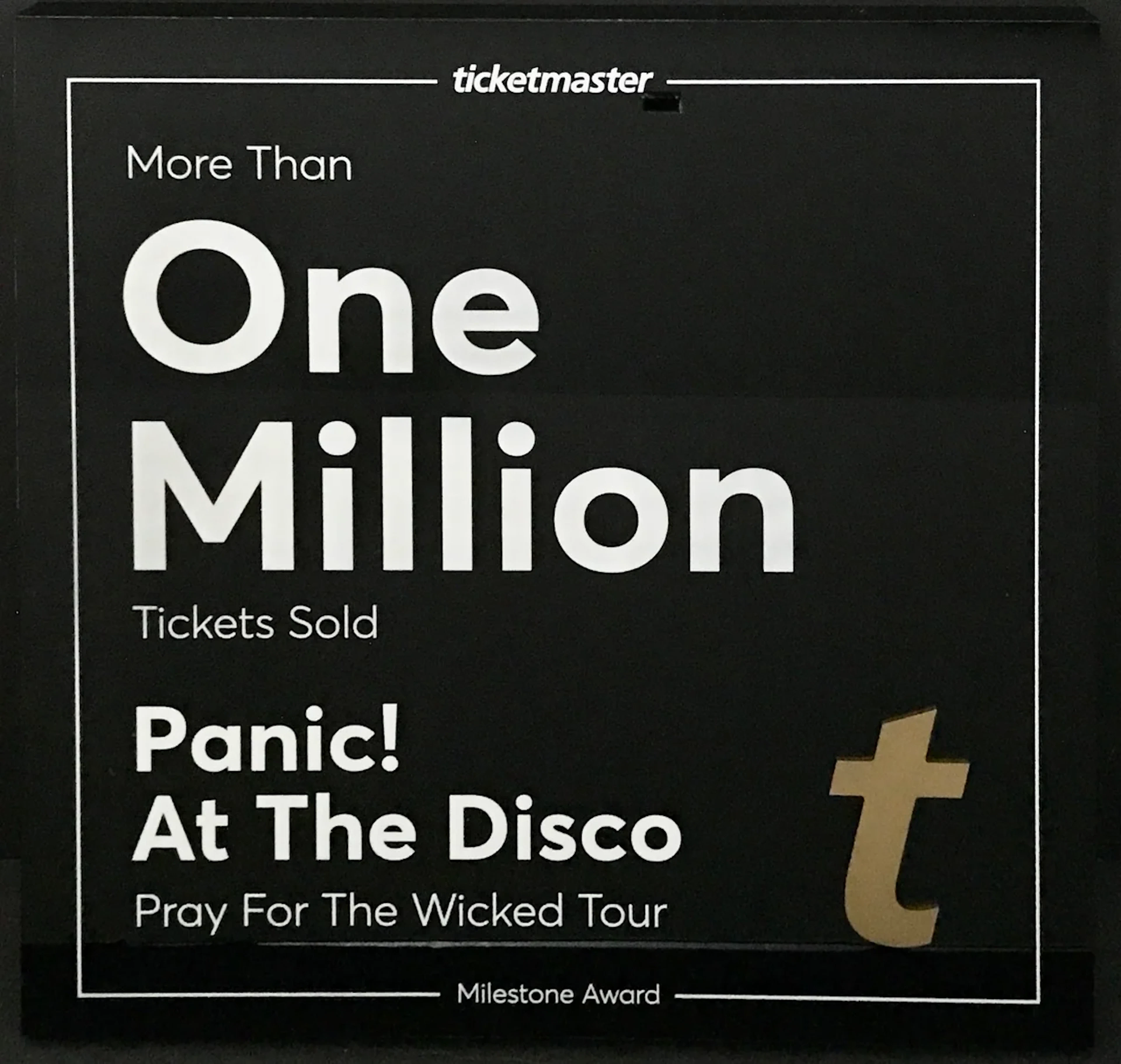 Panic! at the Disco Ticketmaster 1M Tickets Sold Award