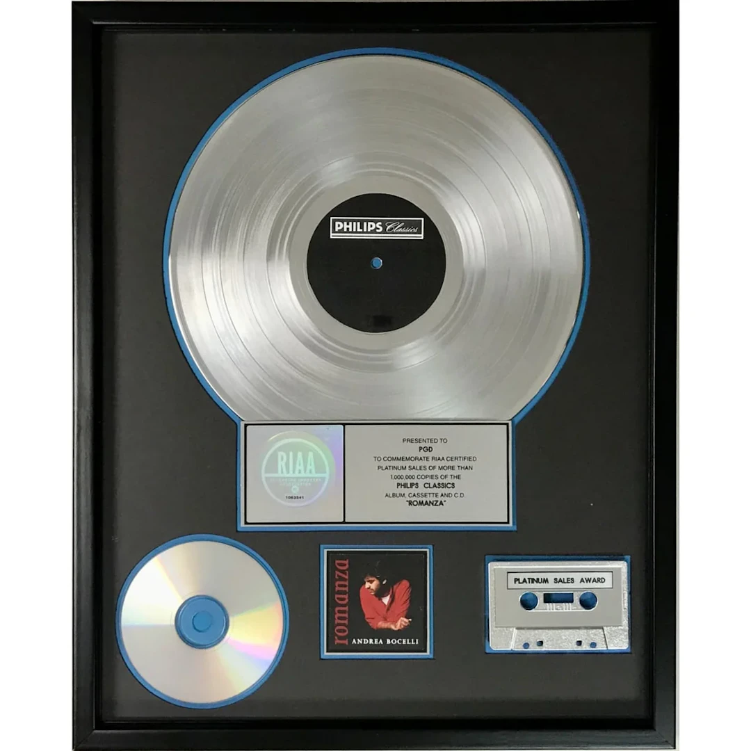Andrea Bocelli Romanza RIAA Platinum Album Award